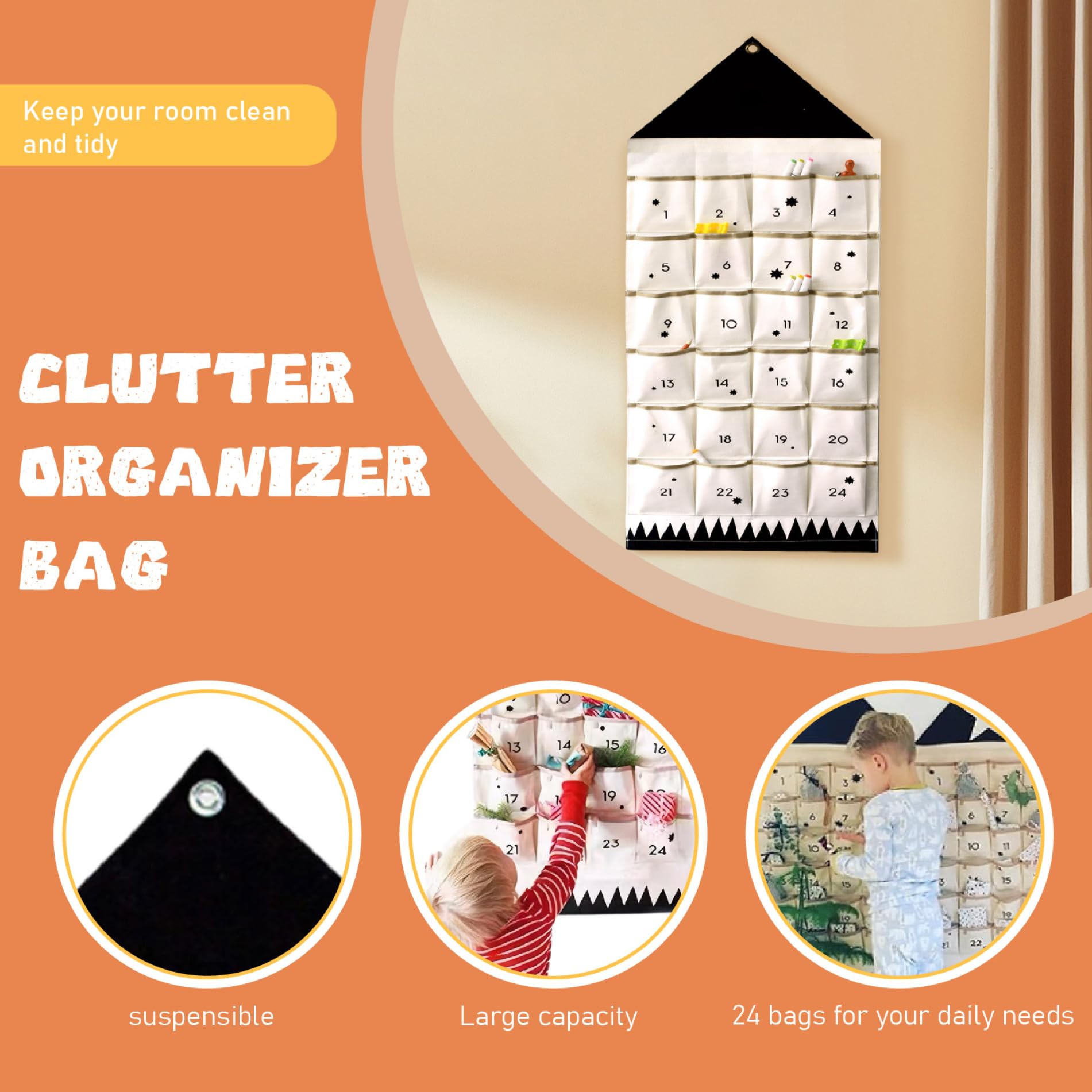 Gcroet Calendario sospeso dell'avvento di Natale con 24 Tasche vuote Calendario per Lotta per Lotto di Stoffa Portatile Vuoto Decorazioni per Il Parete della Porta 24 Tasche
