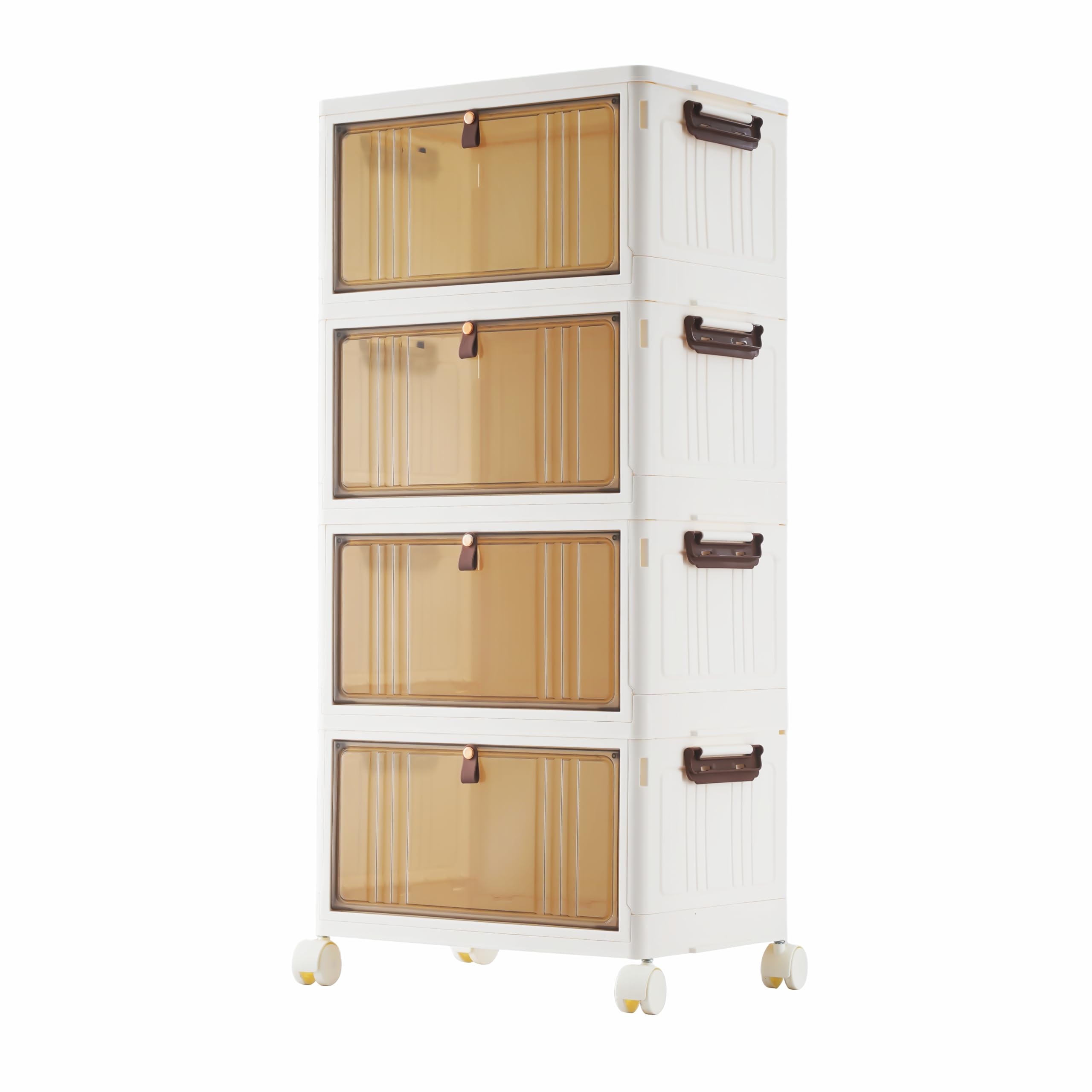 BARGAIN FACTORY 4-Tier Stackable Storage Box Set with Lids, 23L Clear