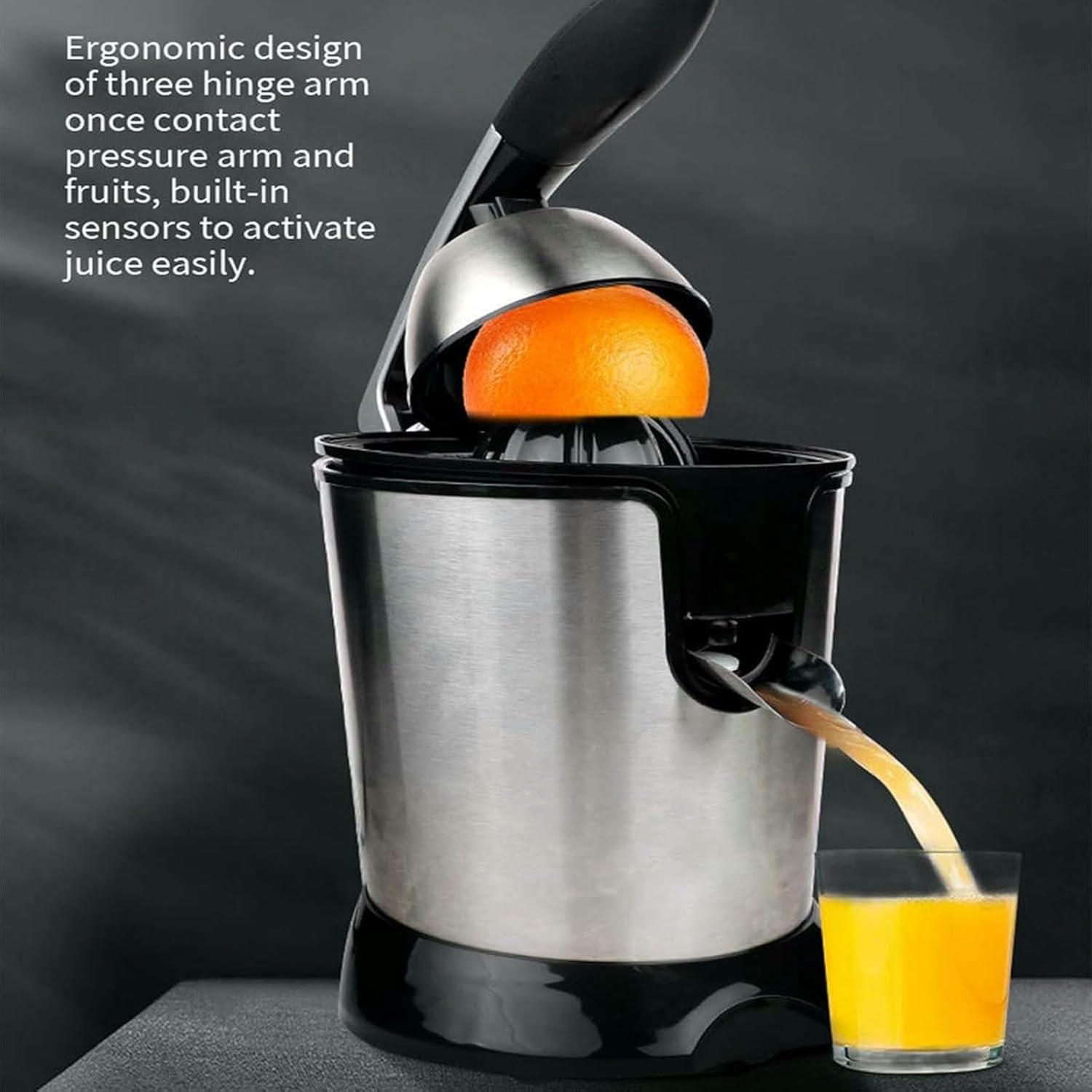 Electric Citrus Juicer, Fruit Machine Masticating Juicer, Portable Stainless Steel Juicer for Lime, Grapefruit Lemon
