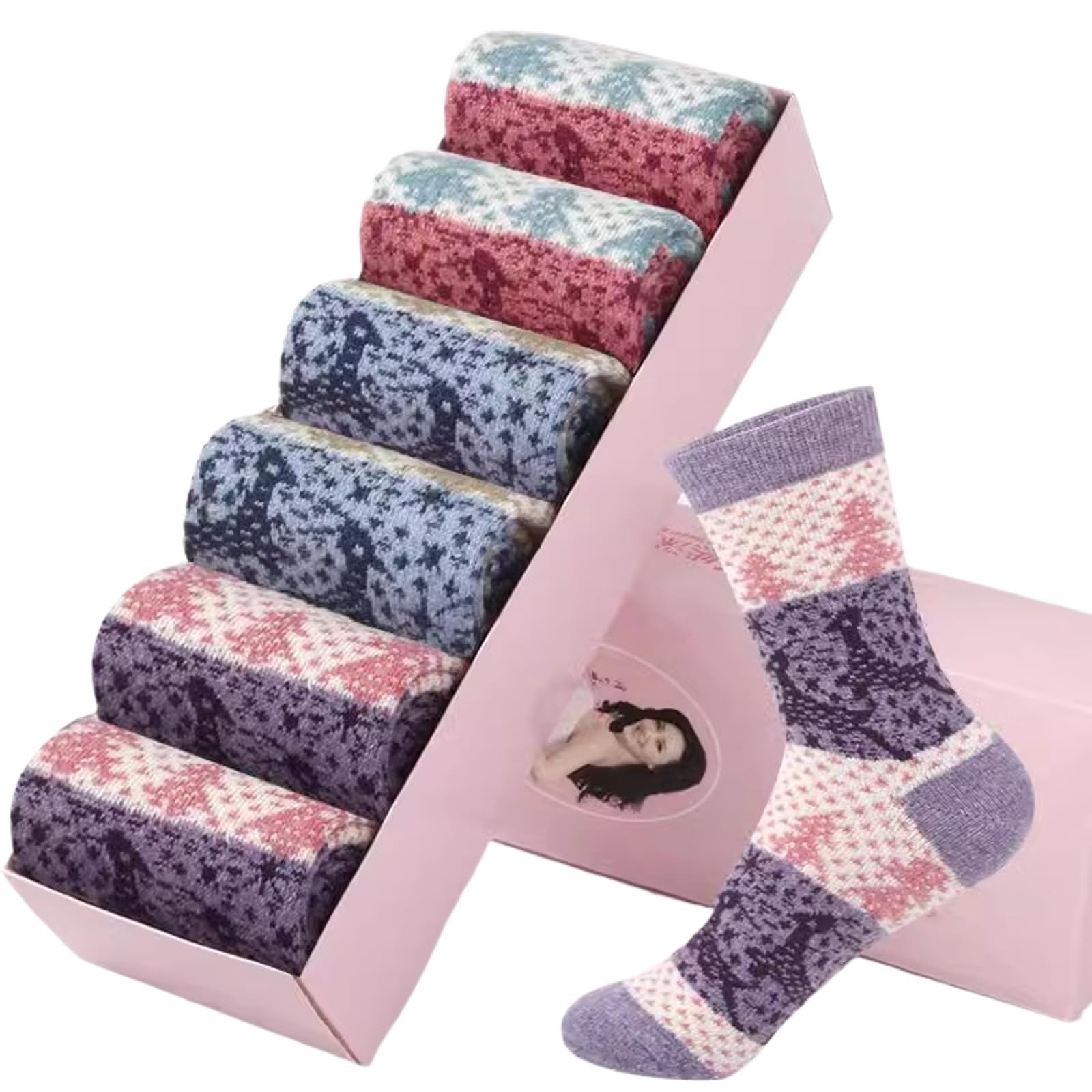 svlftecon Unisex Wool Winter Thermal Socks Cozy Warm Hiking Crew Boot Socks Wool for Winter Crew Series 10 S4