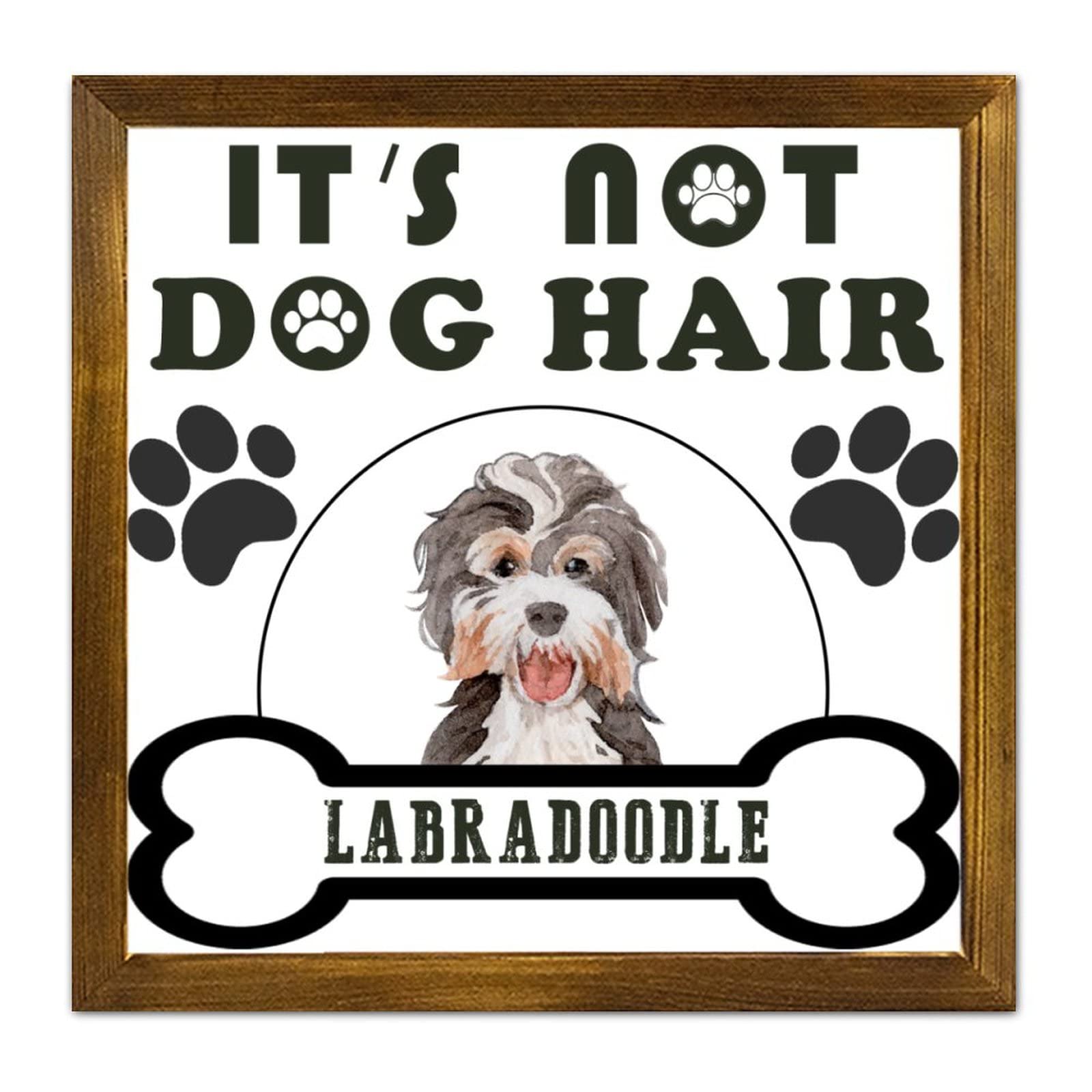 Décoration de cuisine Labradoodle et cadre bois vintage pour ferme