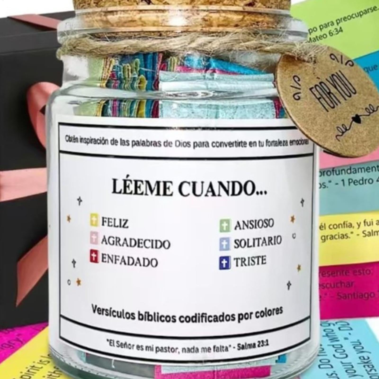 Genérico Tarro De Versículos Bíblicos En Español - Léame Cuando Tarros De Vidrio Para Oración De Las Escrituras Con Coloridos Versículos
