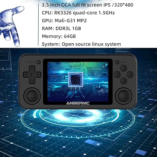 Miniatura 3 de RG351P Consola de juegos portátil, consola de juegos retro Sistema Linux Tony abierto RK3326 Chip 64G TF Card 2500 Juegos Clásicos 3.5 pulgadas IPS