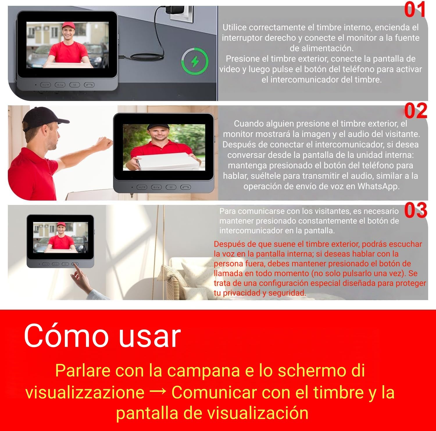 TKMARS Timbre Inalámbrico Exterior Impermeable, Timbre de Vídeo con Pantalla y Cámara 1080P Videoportero IP65 Intercomunicador Doorbell Cámara al Aire Libre Notificación Instantánea Visión Nocturna