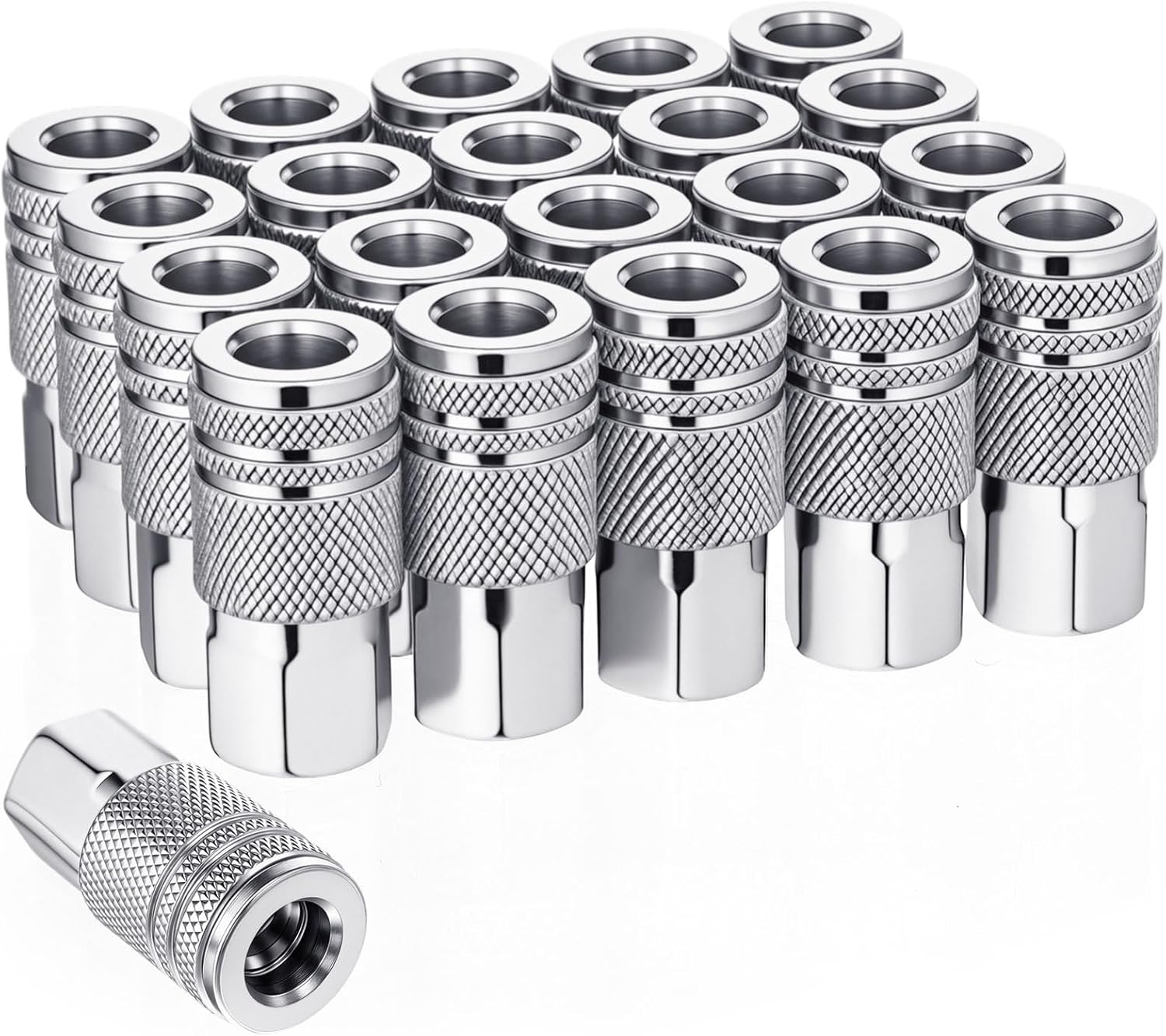 20 Pcs 3/8 High Flow Air Fittings 3/8 Inch Female Quick Connect Air Coupler Industrial M-type Coupler for Atmosphere Compressor Accessories Fittings Set