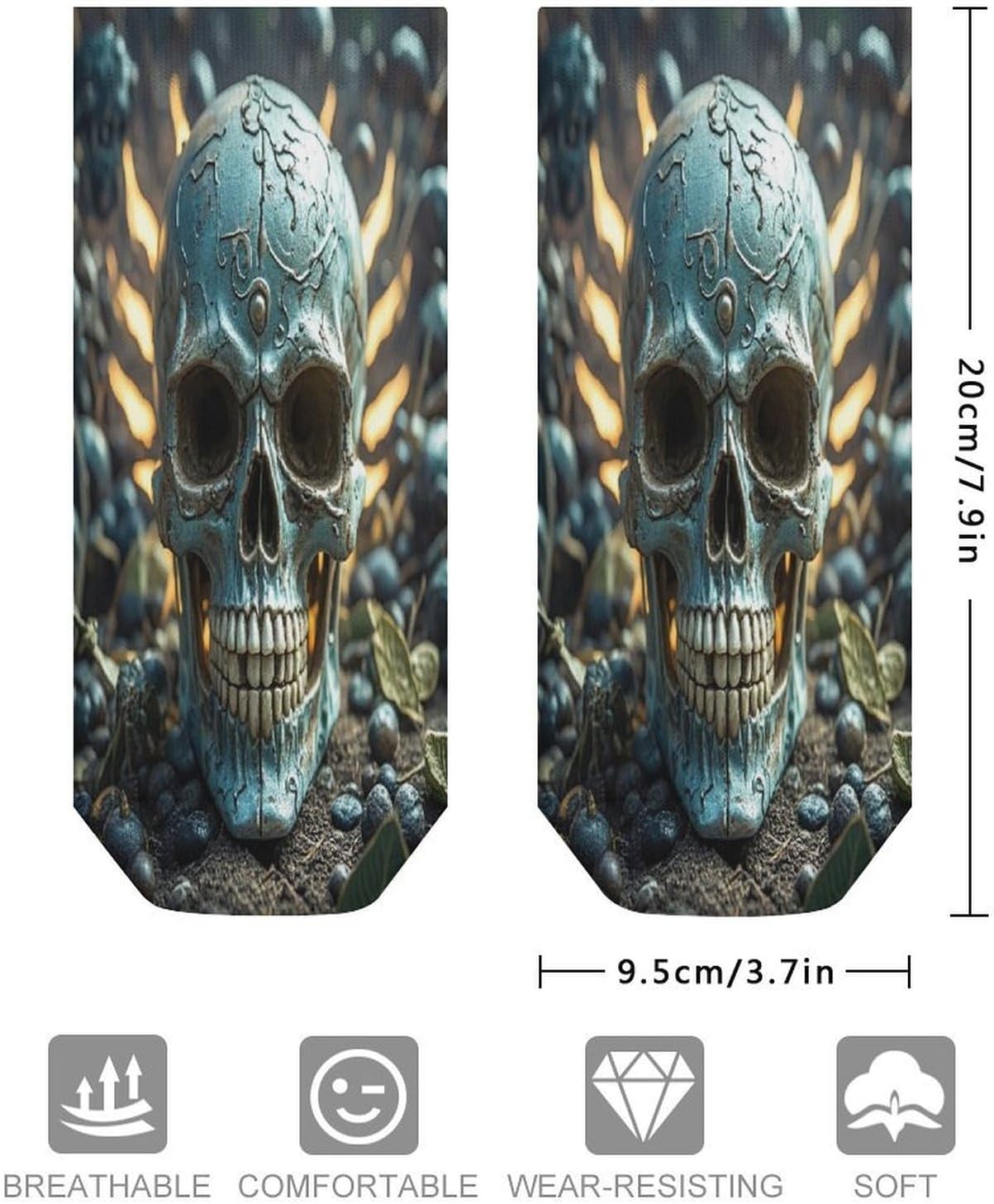 Cool Evil Skull Ankle Sock-Low Cut Breathable,Basketball Socks for Men Women,Tube Socks for Work Sports