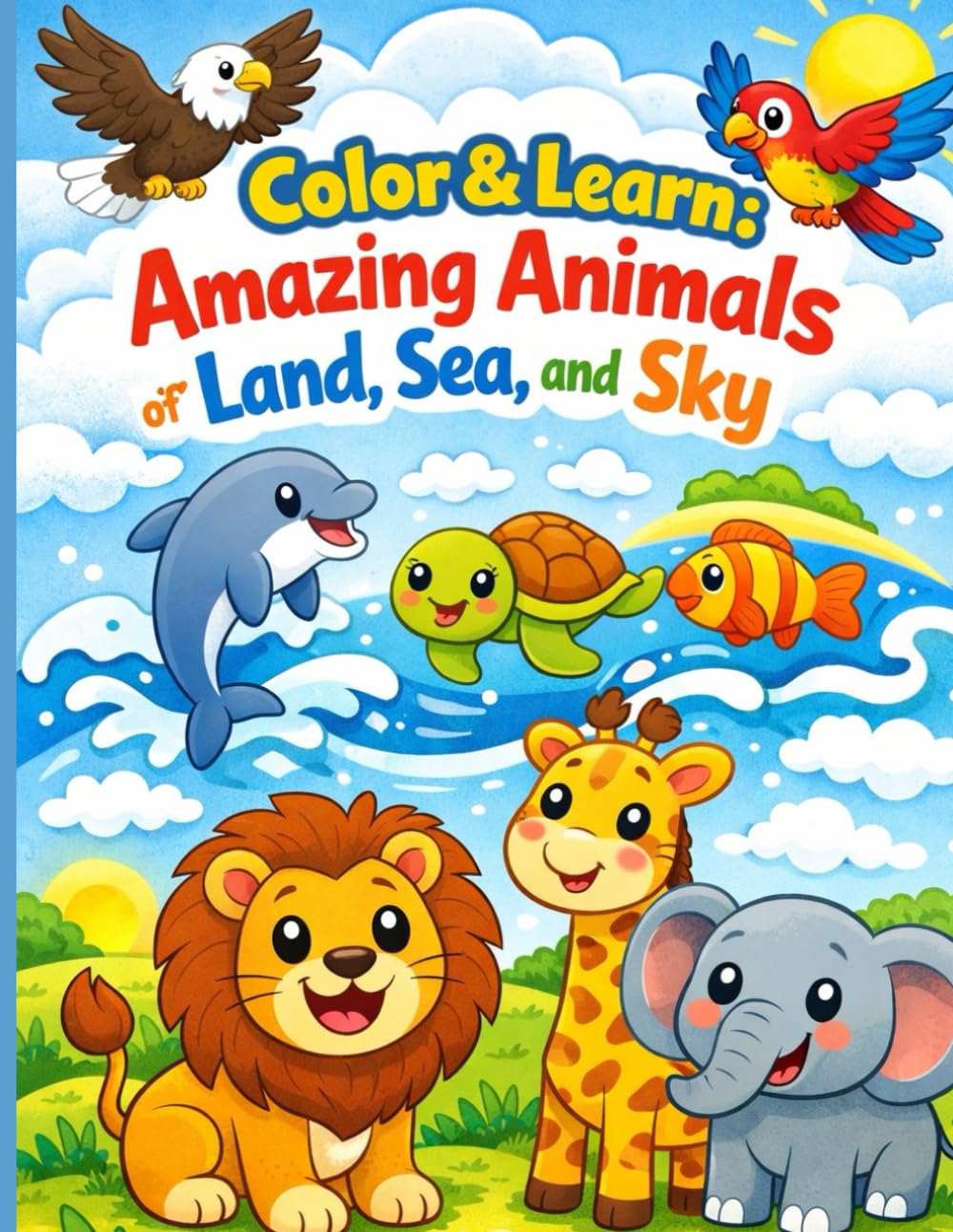 Color and Learn: Amazing Animals of Land, Sea, and Sky: A Fun Coloring Adventure for Curious Kids