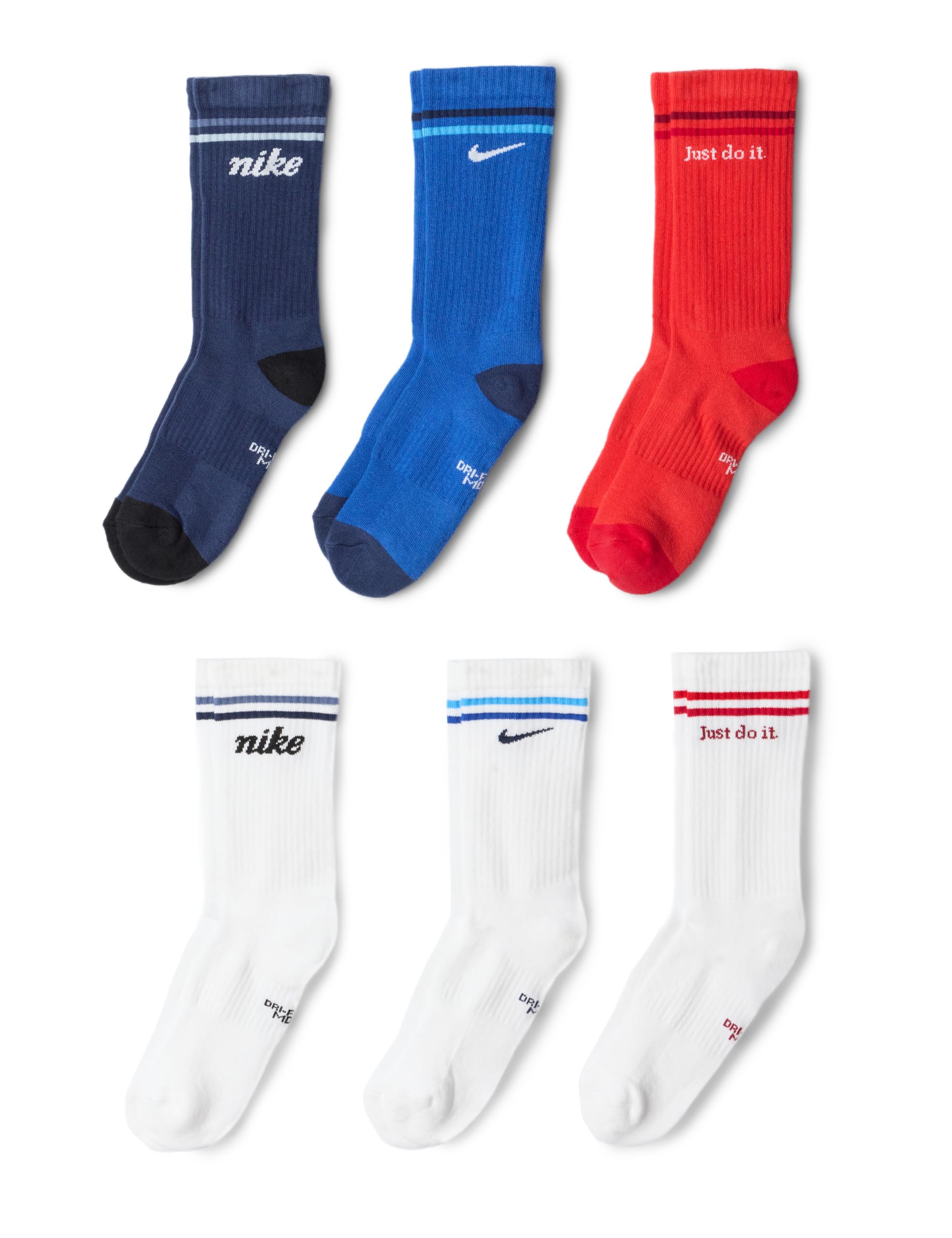 Nike Unisex Kids' Everyday Cushioned Crew Socks (6-Pack) | Boys and Girls
