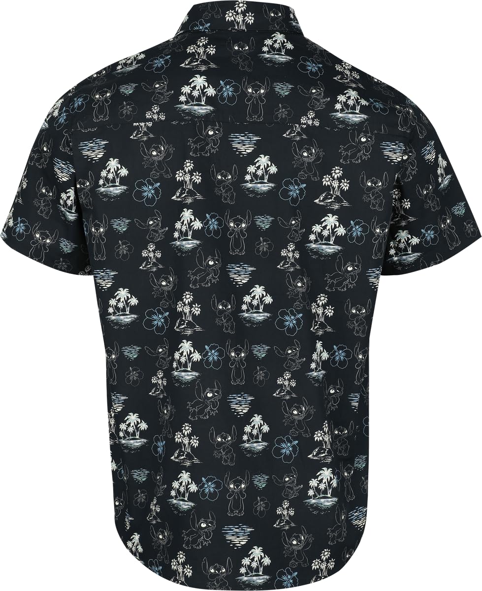 Lilo & Stitch Black Summer Männer Kurzarmhemd Multicolor