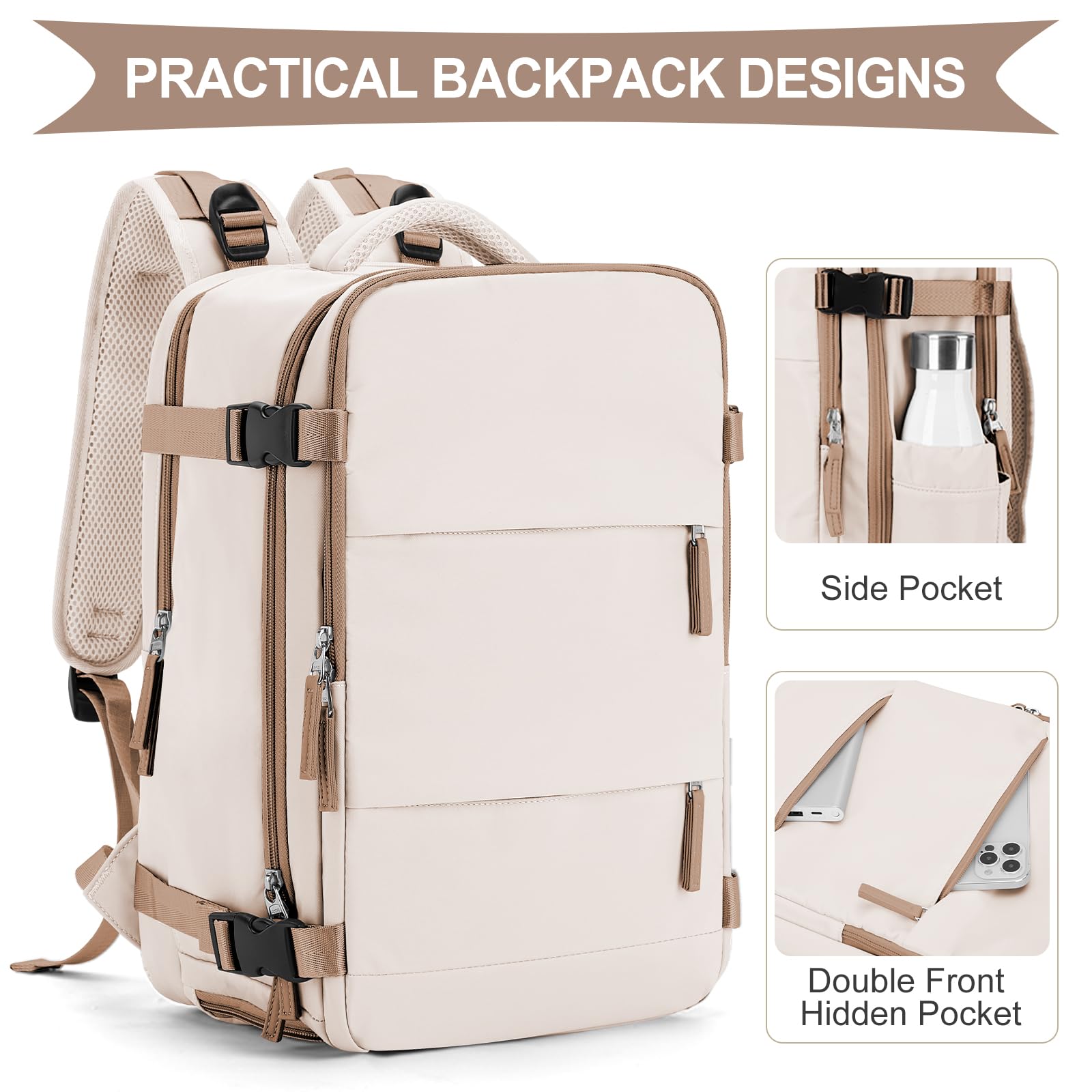 SZLX Zaino Ryanair 40x20x25 Donna Zaino da Viaggio Bagaglio a Mano 20L Uomo Borse da cabina 45x36x20 Easyjet Travel Backpack Adatto a laptop da 14 Pollici con scomparto per scarpe per Lavoro e Scuola