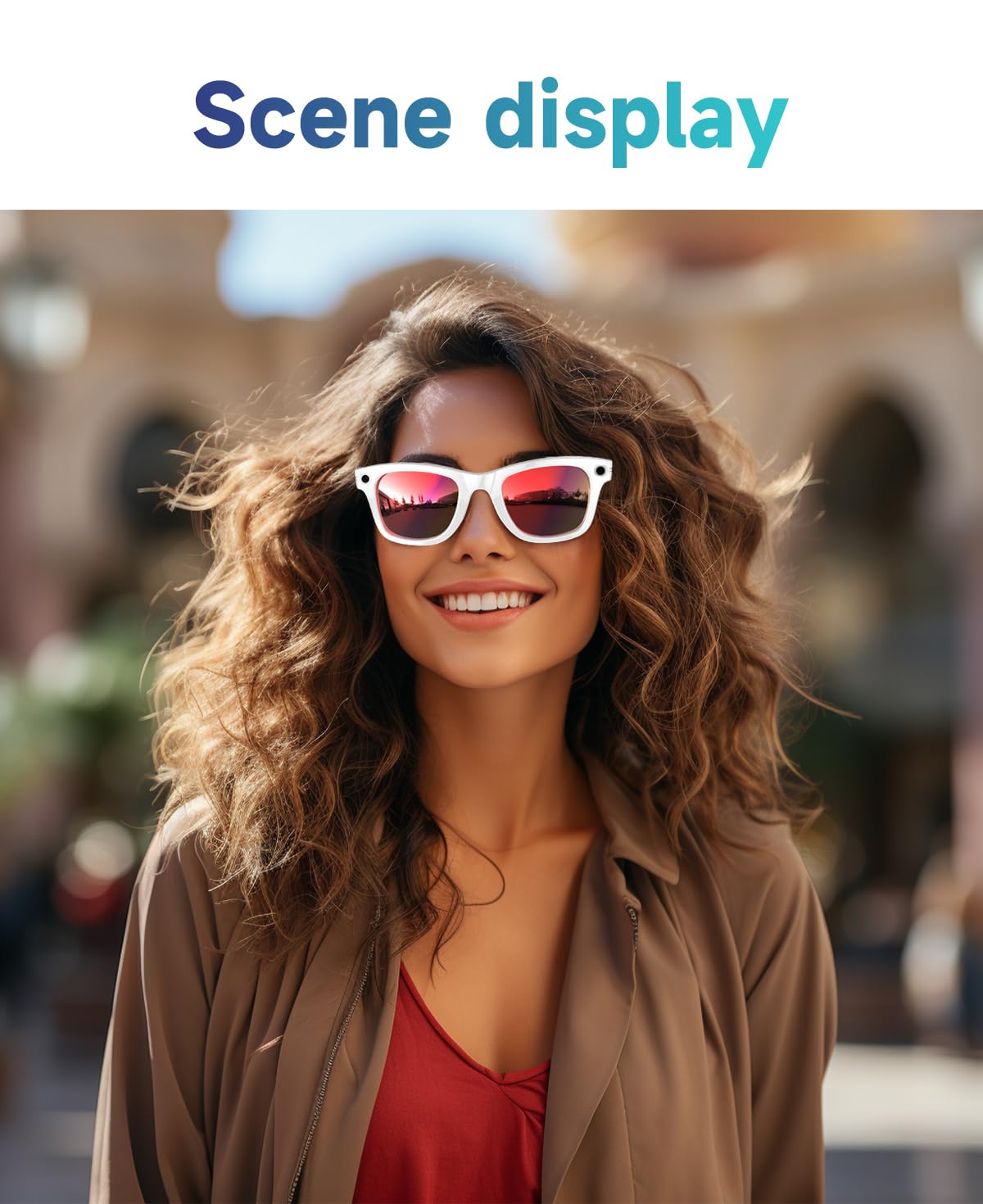 Occhiali Smart con Bluetooth da Uomo Donne, Fotocamera 8MP HD (32MP Interpolati) con Anti-Shake, Traduzione AI 30+ Lingue, Impermeabile IP65, Wi-Fi, Controllo Touch, Batteria 270mAh (Bianco)