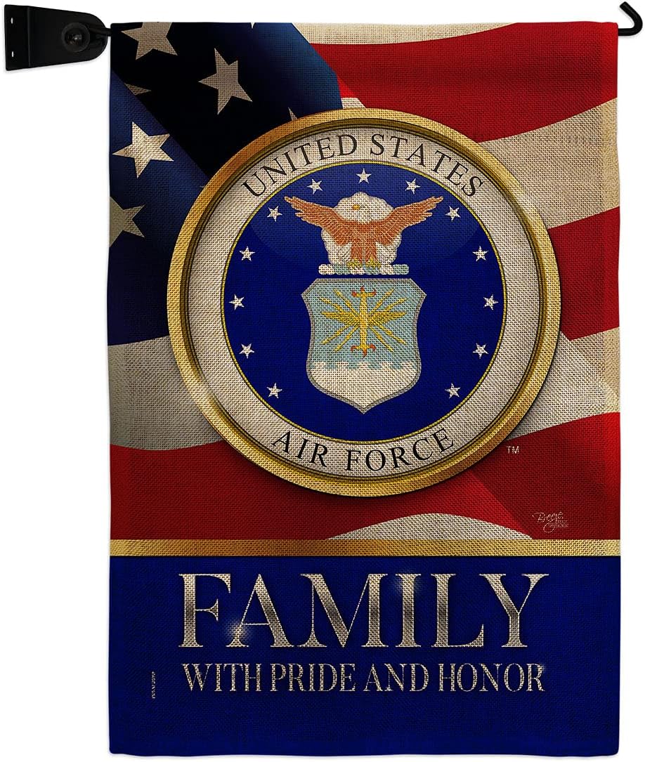 US Air Force Family Honor Garden Flag Set Wall Holder Armed Forces USAF United State American Military Veteran Retire Official Small Gift Yard House Banner Double-Sided Made In USA 13 X 18.5