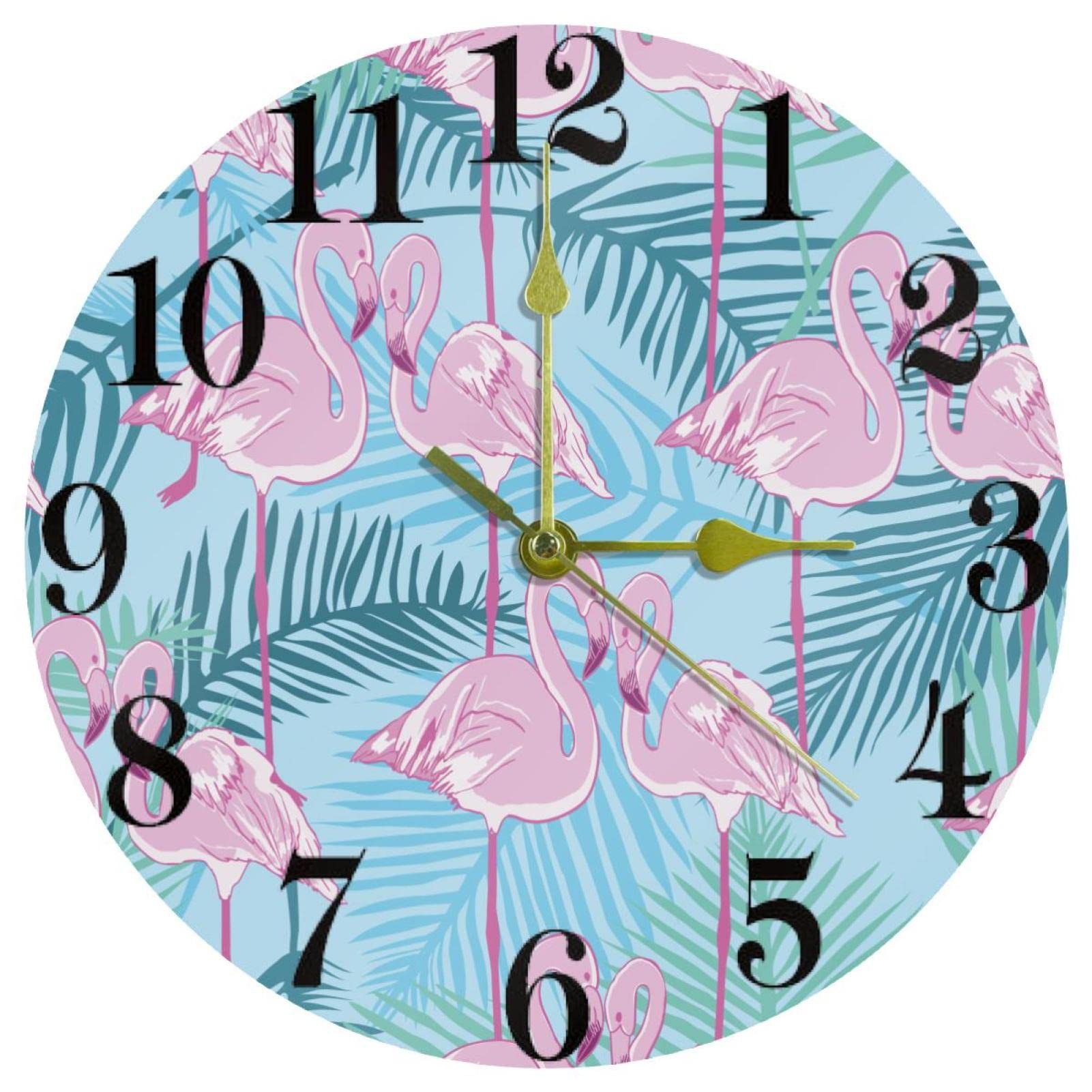 Horloge flamant rose silencieuse pour décorer une cuisine ou une chambre
