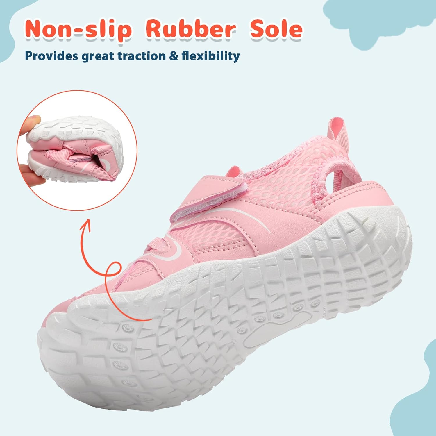 LeIsfIt Kids Sandals Boys Girls Wide Sandals Non-slip Toddler Water Sandal Shoes Lightweight Barefoot for Beach Swim Hiking