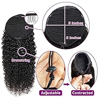 Vista 28 de Human Hair Water Wave Drawstring Ponytail Extensions - Natural Black Corn Wave for Black Women - Clip in Extensions (20")