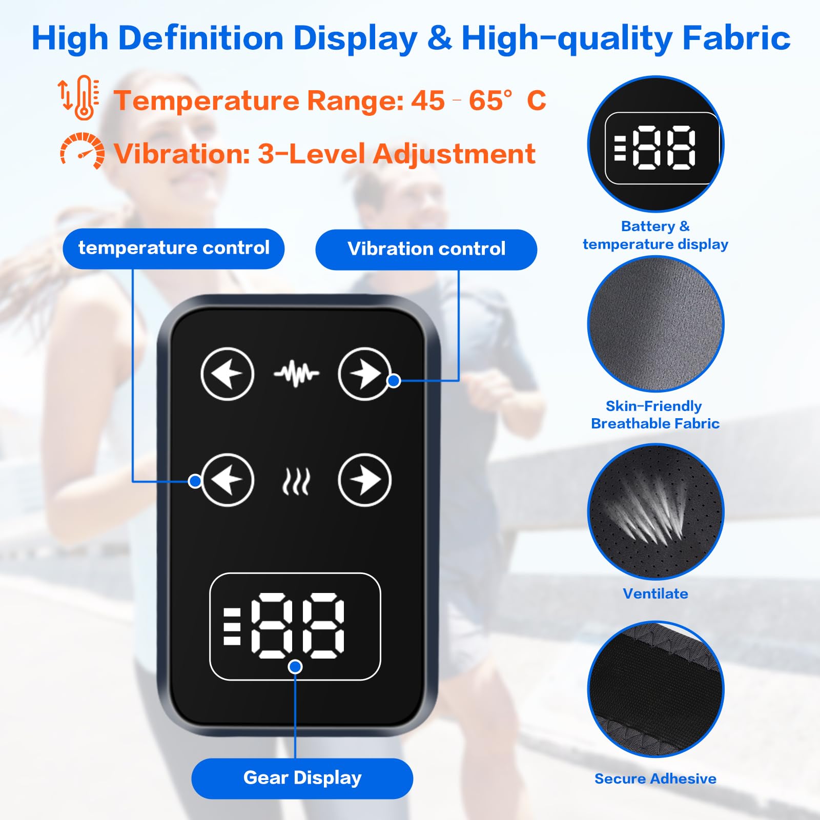 Masajeador de rodillas 3 en 1 - Calefacción 5 niveles, 3 modos de masaje, batería de 3000 mAh, pantalla táctil LCD y apagado automático - Para rodillas, codos y hombros - para aliviar el dolor