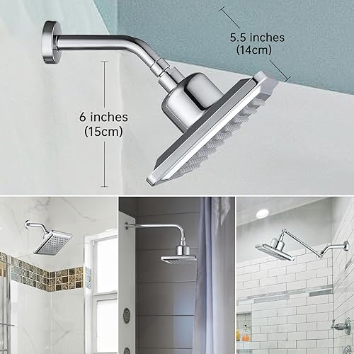 Miniatura 6 de G-Promise Alcachofa de ducha filtrada de lluvia de metal de 8 pulgadas para agua dura, filtro de suavizante de agua de 16 etapas para eliminar el