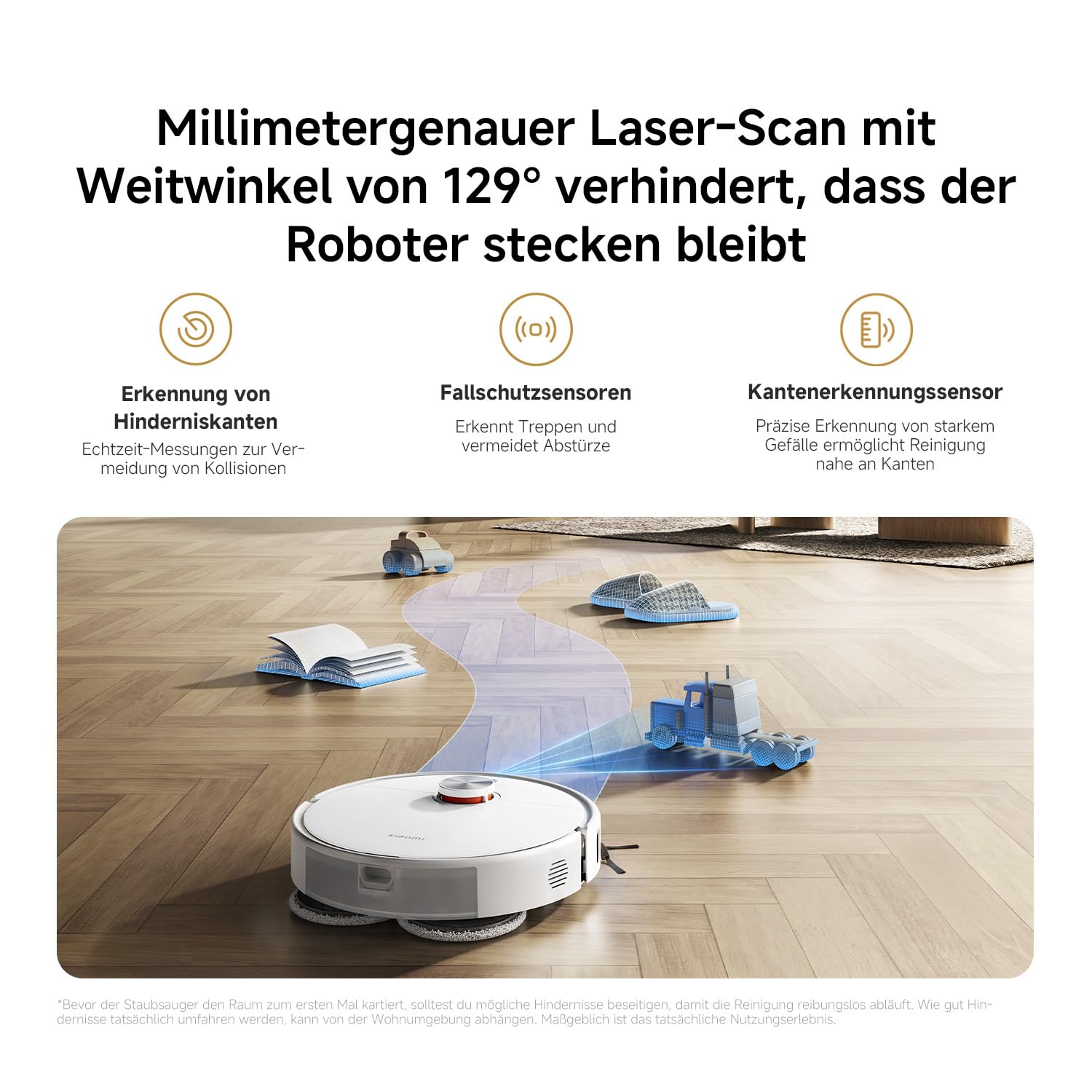 XIAOMI Vacuum S40 Pro, intelligenter Roboterstaubsauger und Mopp, selbstdehnende Seitenbürsten, Saugleistung von 15000 Pa, Hartboden und Teppich, Fernbedienung über App