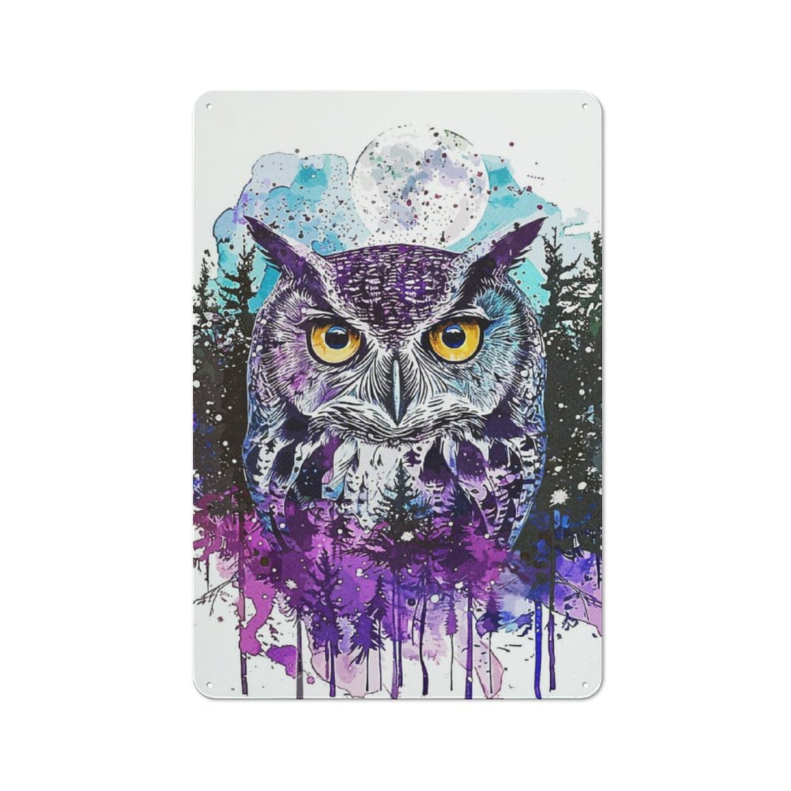 Classic Owl Double Exposure Paint Tin Sign 30x20cm, Classic Pub Decor for Cafe, Pub, Workshop Or Home Bar, Small Accent for Blank Walls
