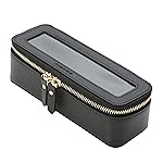 Aveniee Clear Makeup Brush Bag,Slim Cosmetic Brush Holder,Small Toiletry Bag Mini Travel Case for Women,Thin Make up Bags with Dual Zipper,Cute Travel Essentials Organizer,Black