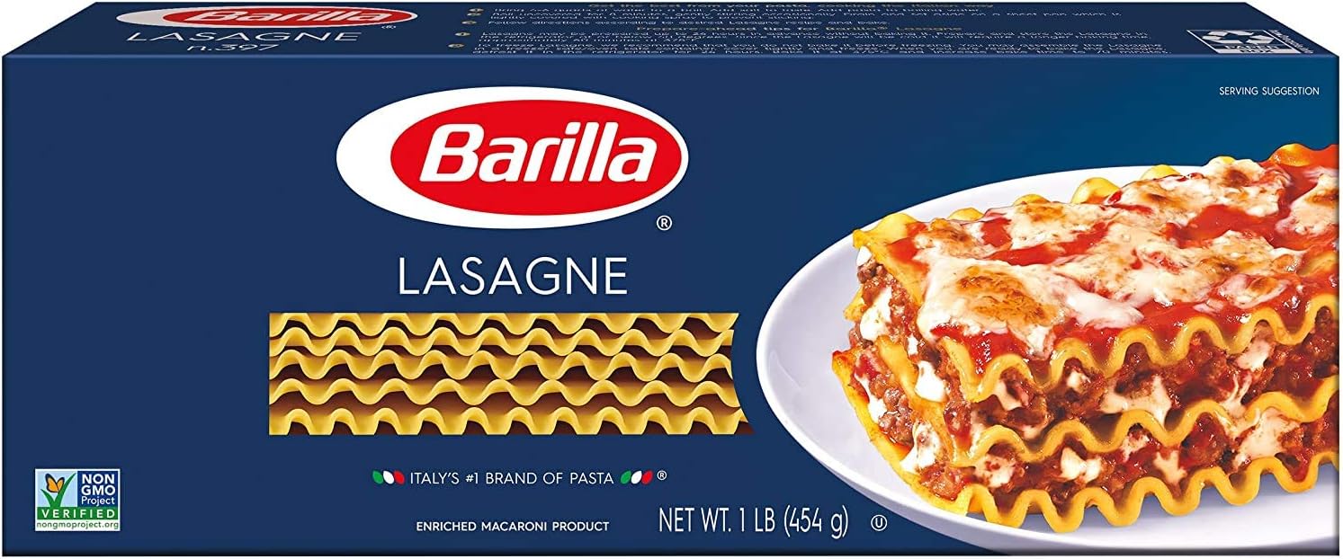 Barilla Pasta, Wavy Lasagne, 16 Ounce, Pack of 2