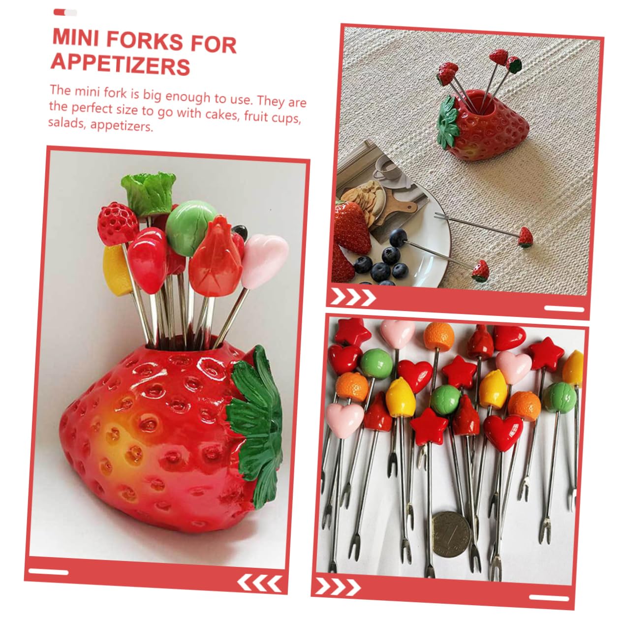 Cabilock Dessert Forks Stand Mini Fruit Fork Set Skewers for Fruit Kabobs Random Style