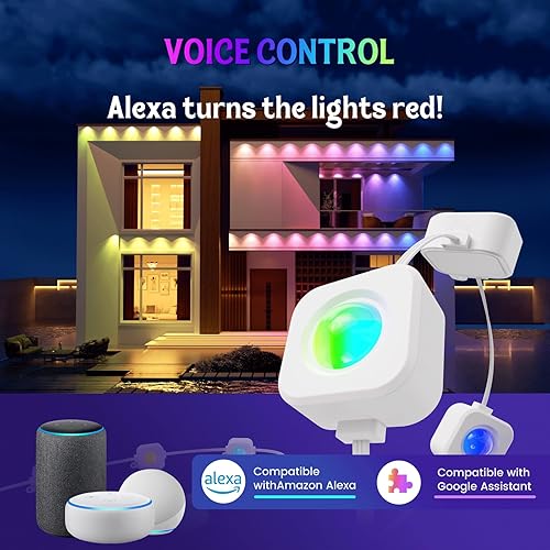 Miniatura 2 de Fitop Luces permanentes para exteriores, luces RGB para exteriores de 150 pies para decoración de casa, iluminación de aleros inteligentes, tira LED