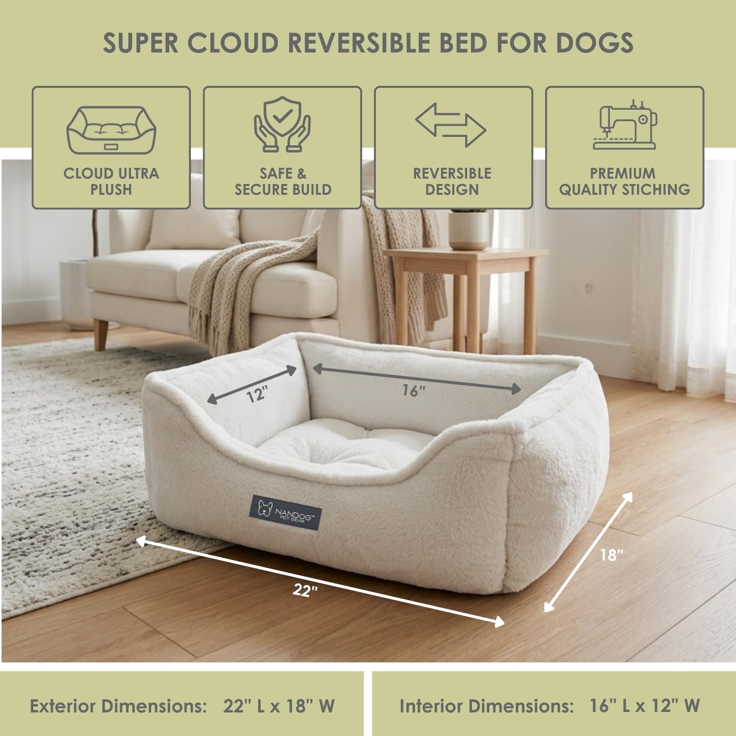 NANDOG Cloud Collection legowisko dla kotów i psów dla małych i średnich ras (kość słoniowa, regularne)