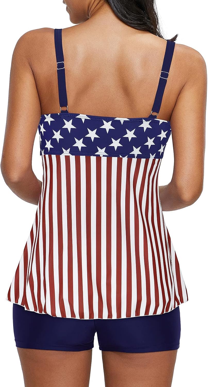 Century Star Women's Tummy Control Tankini Swimsuits,Chest Ruched Two Piece Tankini Bathing Suit Tops Boyshorts Swimwear