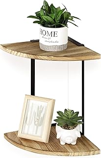 NEX Corner Floating Shelves, 2-Tier Corner Shelf Wall Mount Small Round End Shelves for Bedroom, Living Room, Nursery