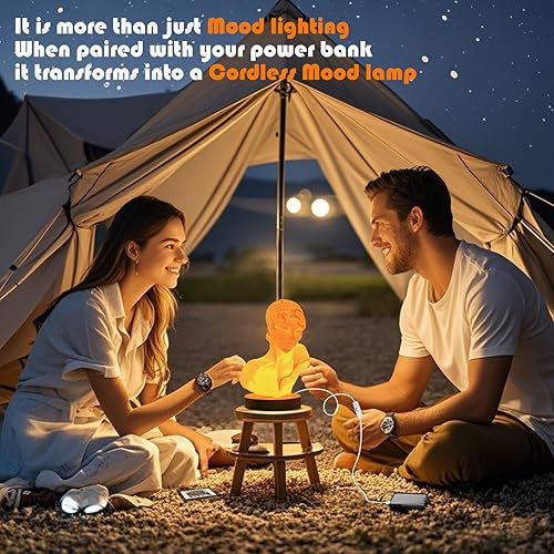 Miniatura 8 de BSOD Sappho - Lámpara de mesa RGB con control remoto regulable que cambia de color por estatua griega, luz nocturna pequeña USB puede obtener rosa,