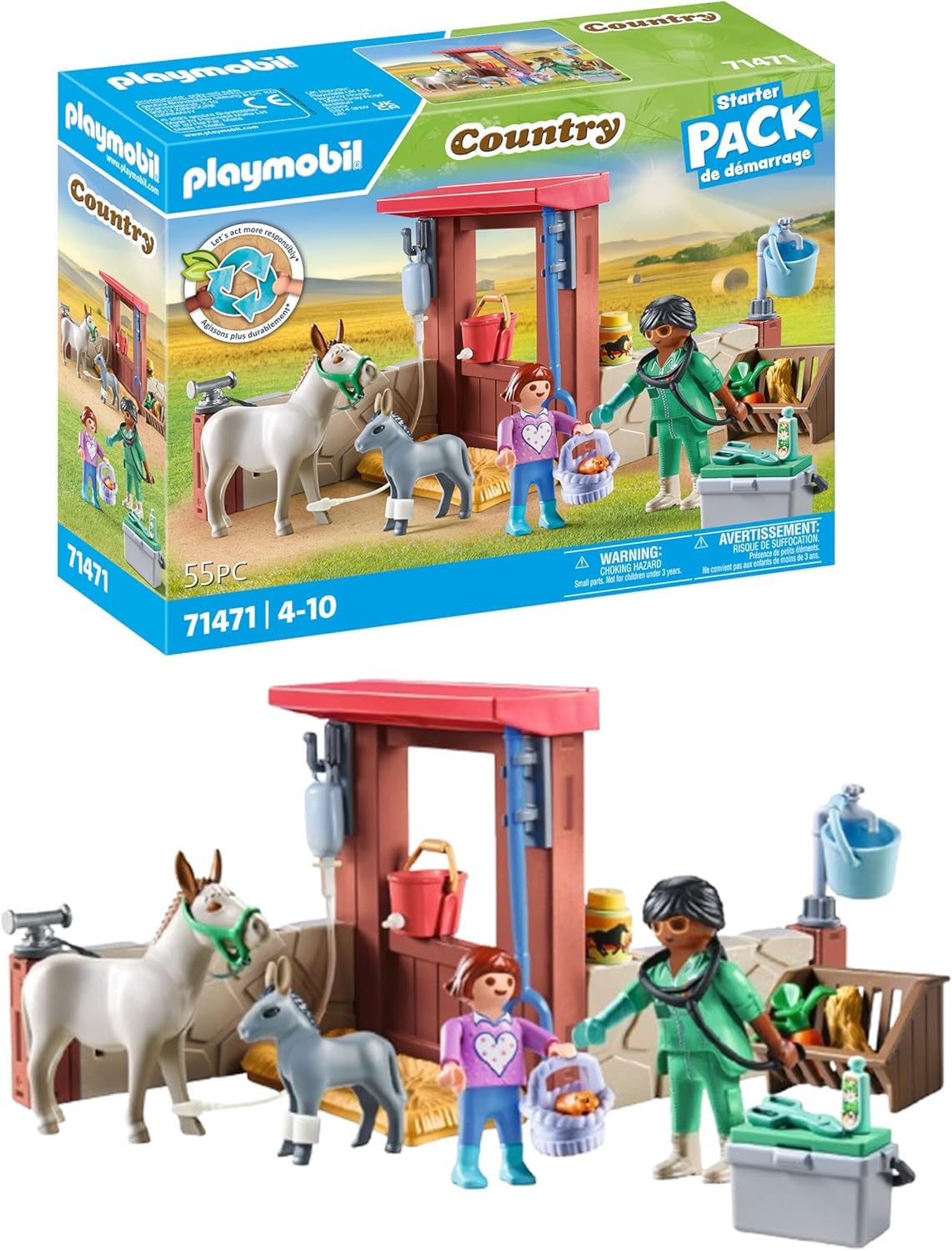 PLAYMOBIL | Country | Tierarzteinsatz bei den Eseln |Spielzeug für Kinder ab 4 Jahren | 71471