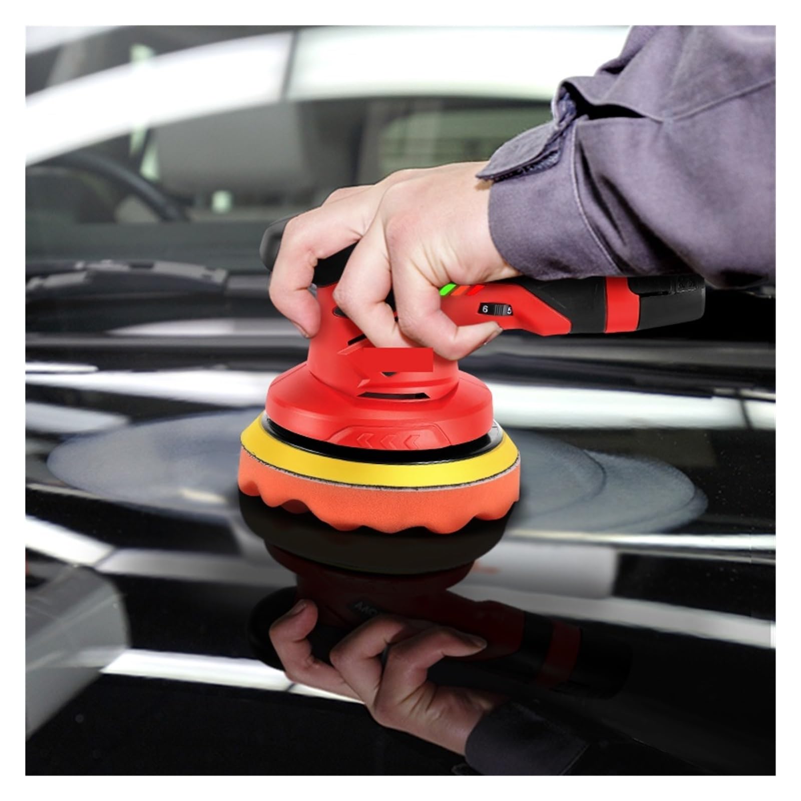 Pulidora, Pulidora de coche inalámbrica de 12V, ajuste de 6 velocidades, máquina pulidora de coche inalámbrica de doble acción eléctrica y herramientas eléctricas de encerado | WS-KA3-B1