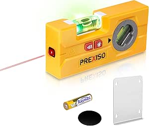 PREXISO 2-in-1 Line Laser Level – Mini Torpedo Level with Rotatable Magnetic Pocket, 30Ft Laser Line Leveler Tool for Picture Hanging, Wall Marking, Painting &amp; Home Renovation