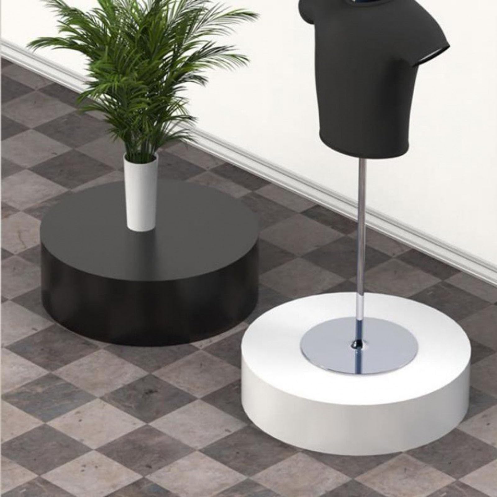 Support cylindrique rond haut de gamme avec base de présentation noire