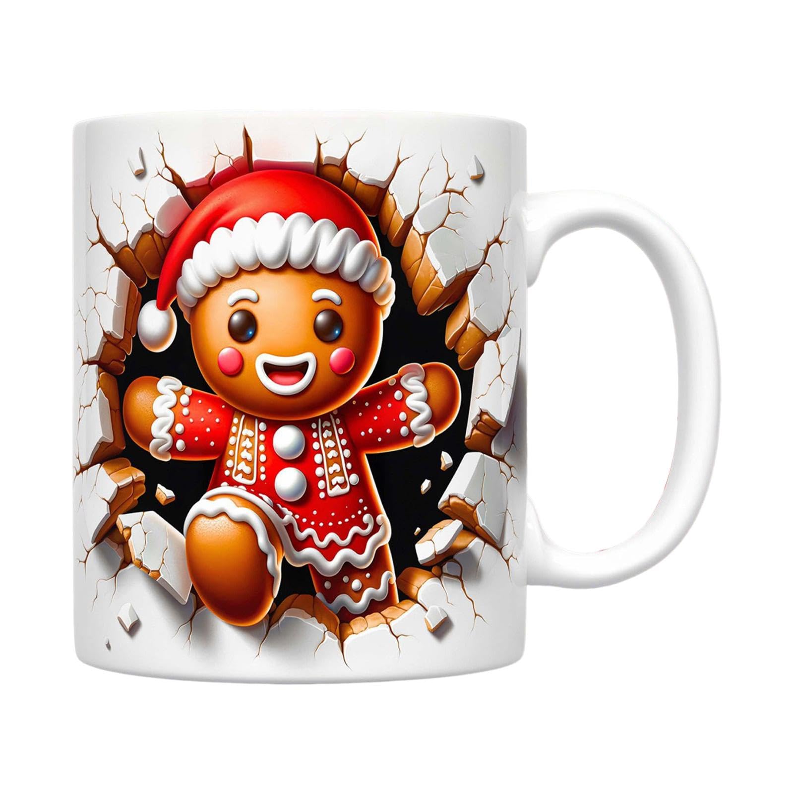 Gingerbread Man Mug | Man Cup Garden Mug | Cartoon Cute Ceramic Cup Large Capacity for Cool Birthday Christmas for Women Lover