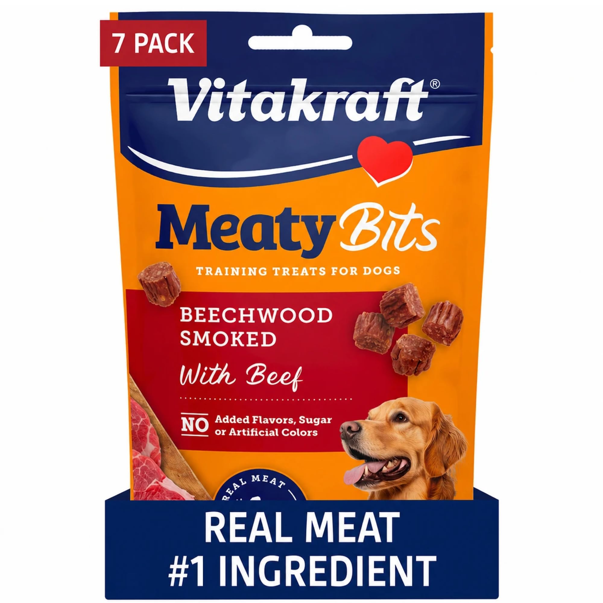 Vitakraft MeatyBits Beef, Dog Training Treats Naturally Smoked, Real Meat
