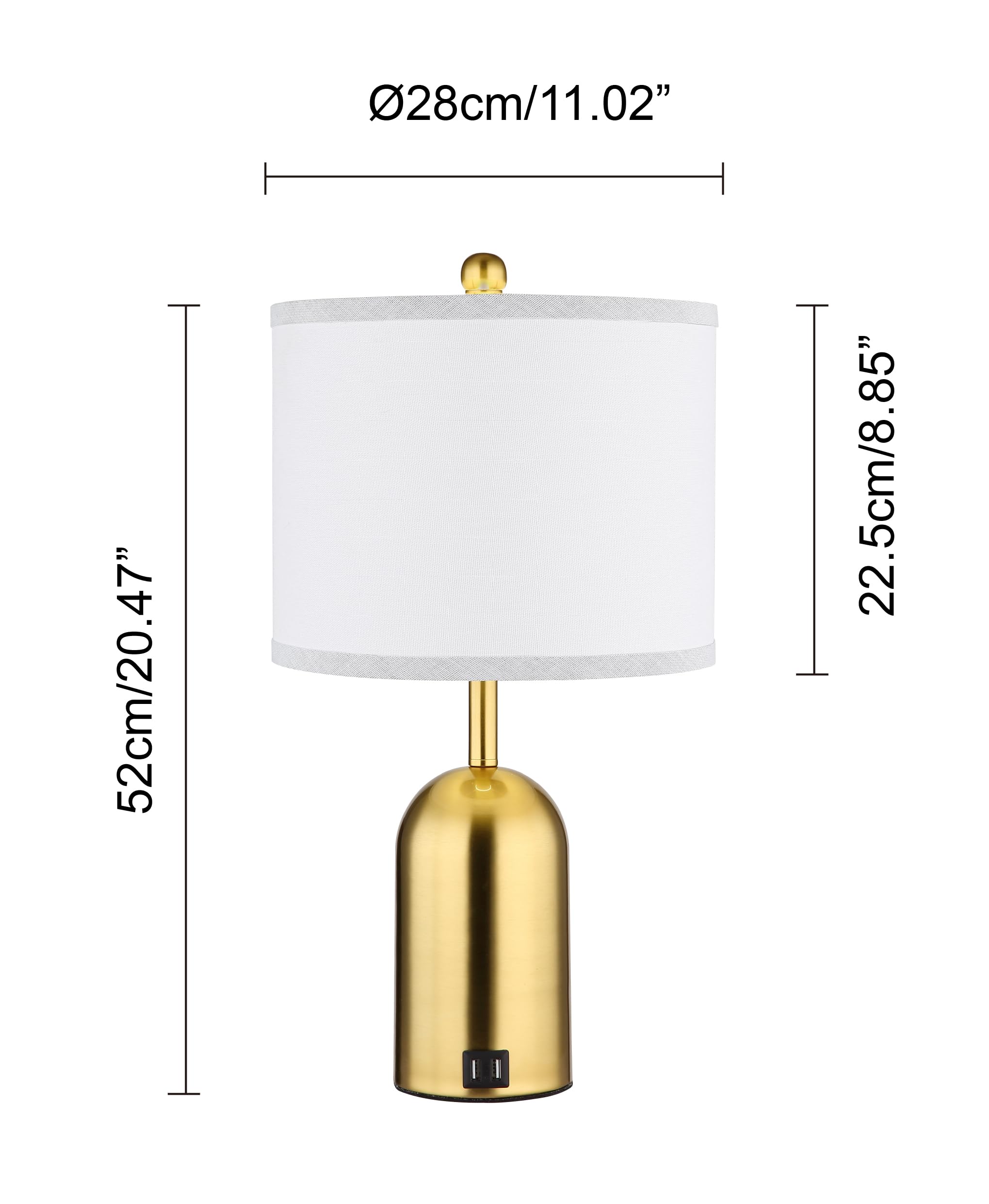 Ldeco Touch Dimmer Table Lamp for Bedroom,Bedside Lamp with USB Port Elegant Nightstand Lamp with Fabric Shade,Gold Modern Desk Lamp for Living Room,Office,Bulb incl.
