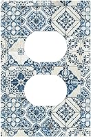 Vista 1 de Azulejo mediterráneo azul de 1 banda cubierta de toma de corriente Talavera mosaico mexicano marroquí mosaico dispositivo de palanca individual