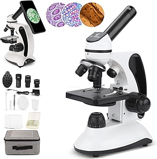BNISE Microscope kit for Kids and Students, 40X-2000X Magnification, Prepared Slides Kit, Dual LED Illumination, All Glass Optics, and Cordless Capability for Children Beginner
