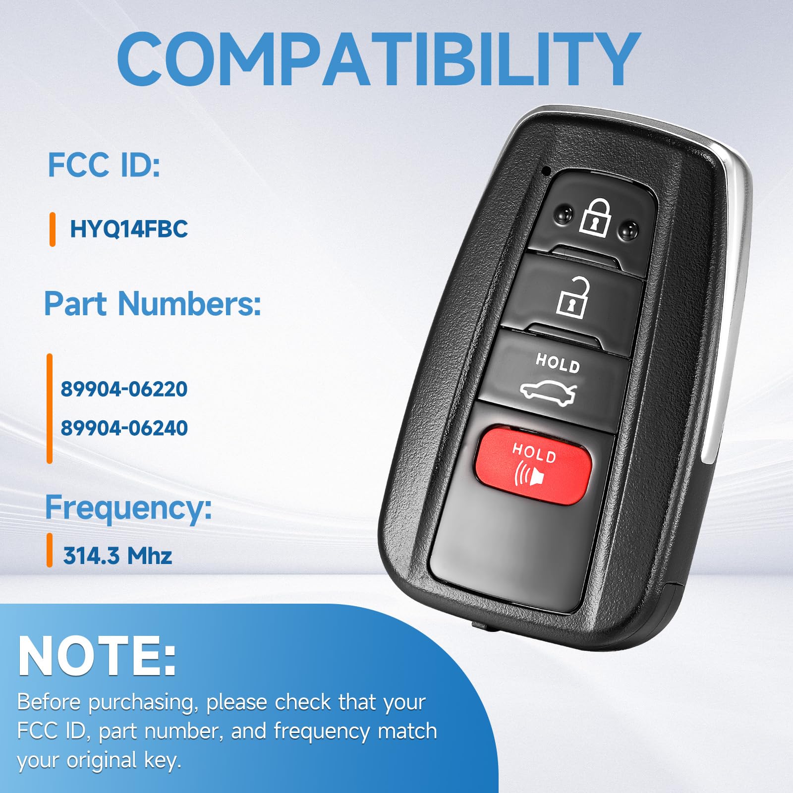 Amazon.com: Smart Key Fob Replacement Fits for Toyota Camry 2018