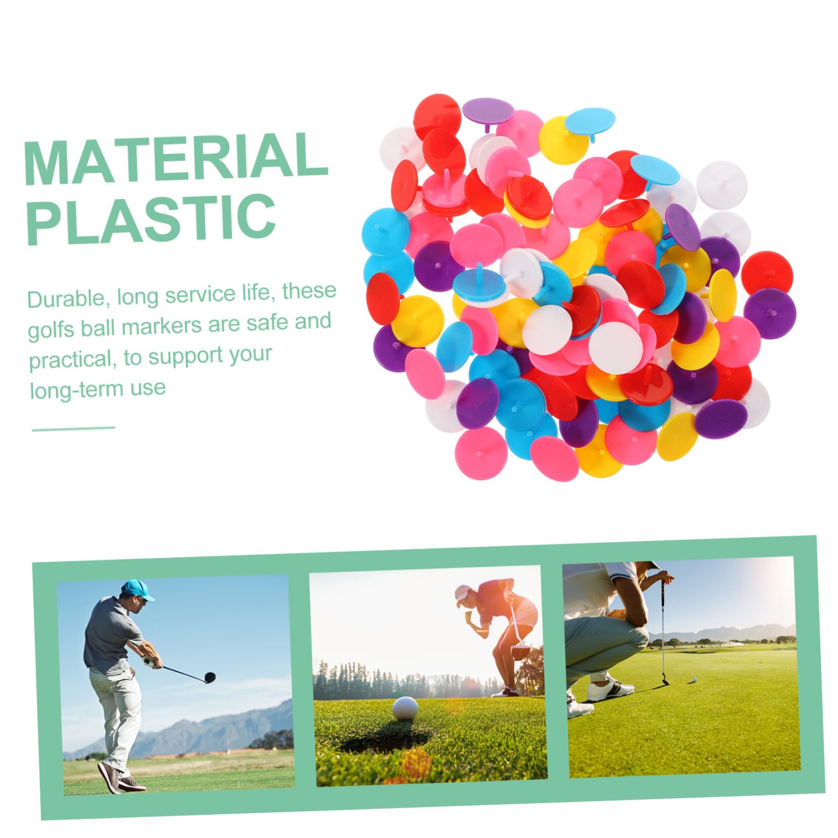 100 Stück Runde Golfball Positionierungsmarkierungen aus Robustem Kunststoff Tragbar und Verschleißfest für Golfspiel dem Platz Zufällige Farbe