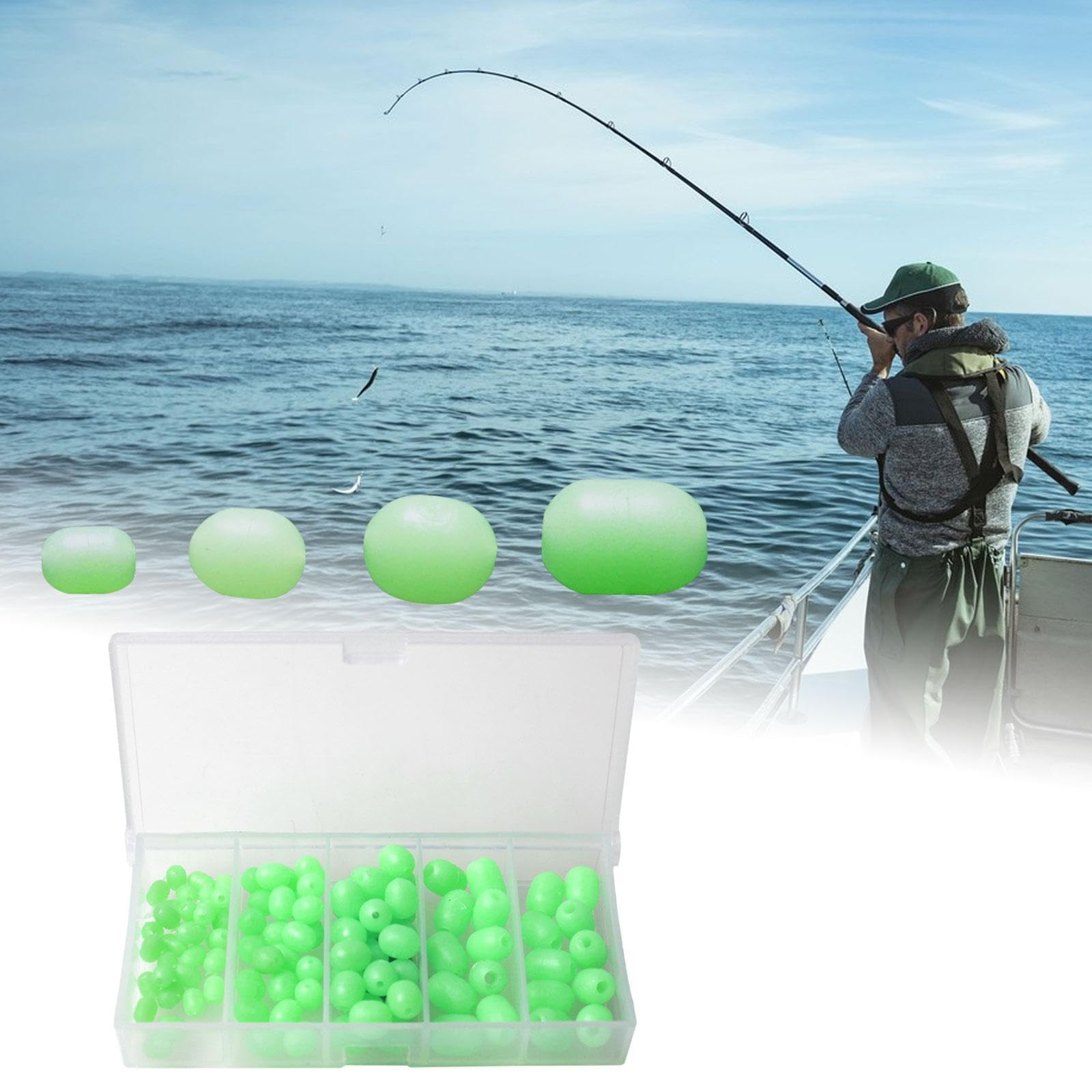 100 Uds Cuentas Luminosas de Pesca Accesorios Herramientas Cuentas de Aparejo Señuelos de Pesca Brillo Ovalado