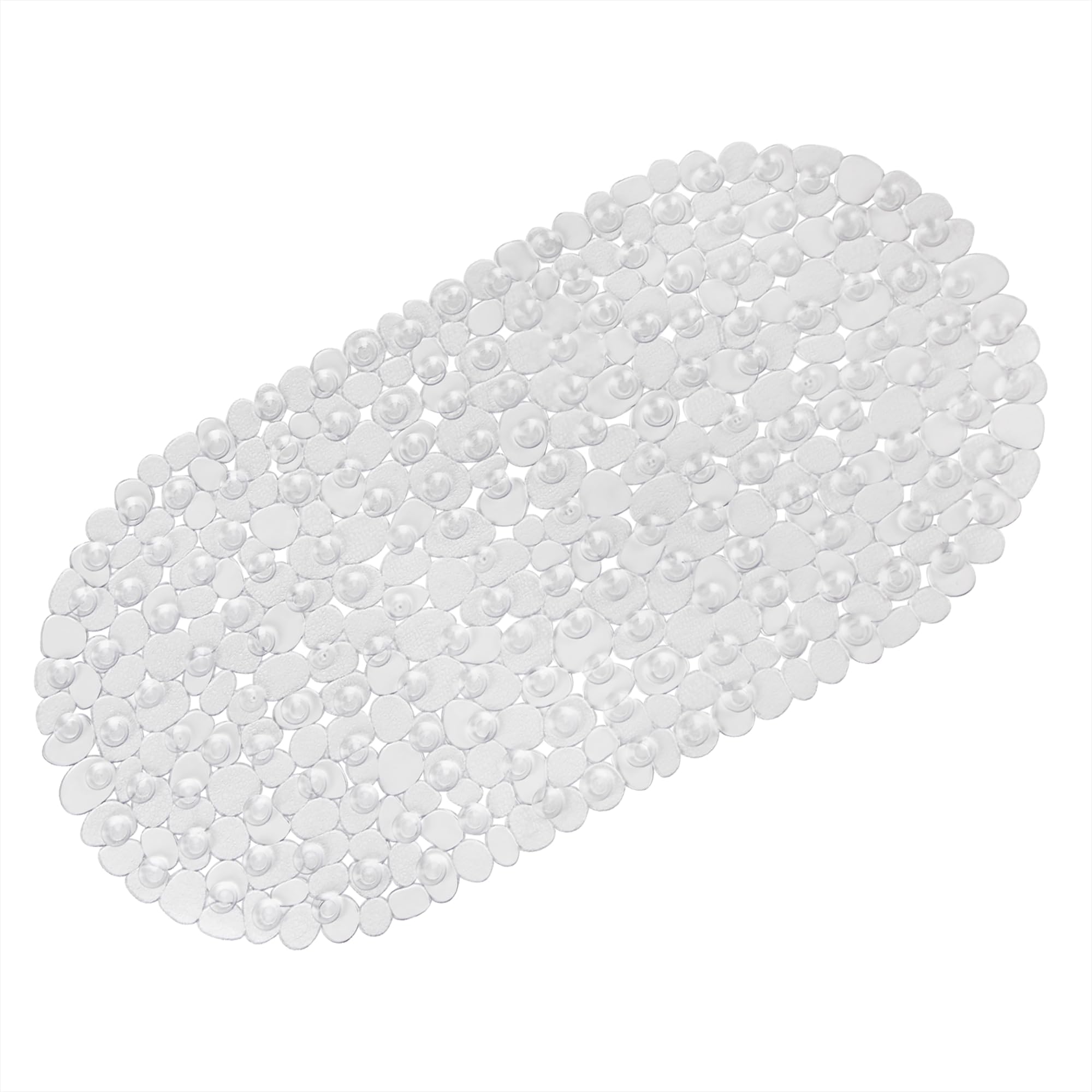 WELTRXE Non Slip Bath Mats for Inside Bath, 69 x 36 cm Clear Pebble Bath Mat Non Slip Anti Mould, Anti Slip Shower Mat, Flexible Oval PVC Bathtub Mat with Suction Cups & Drain Holes, Machine Washable