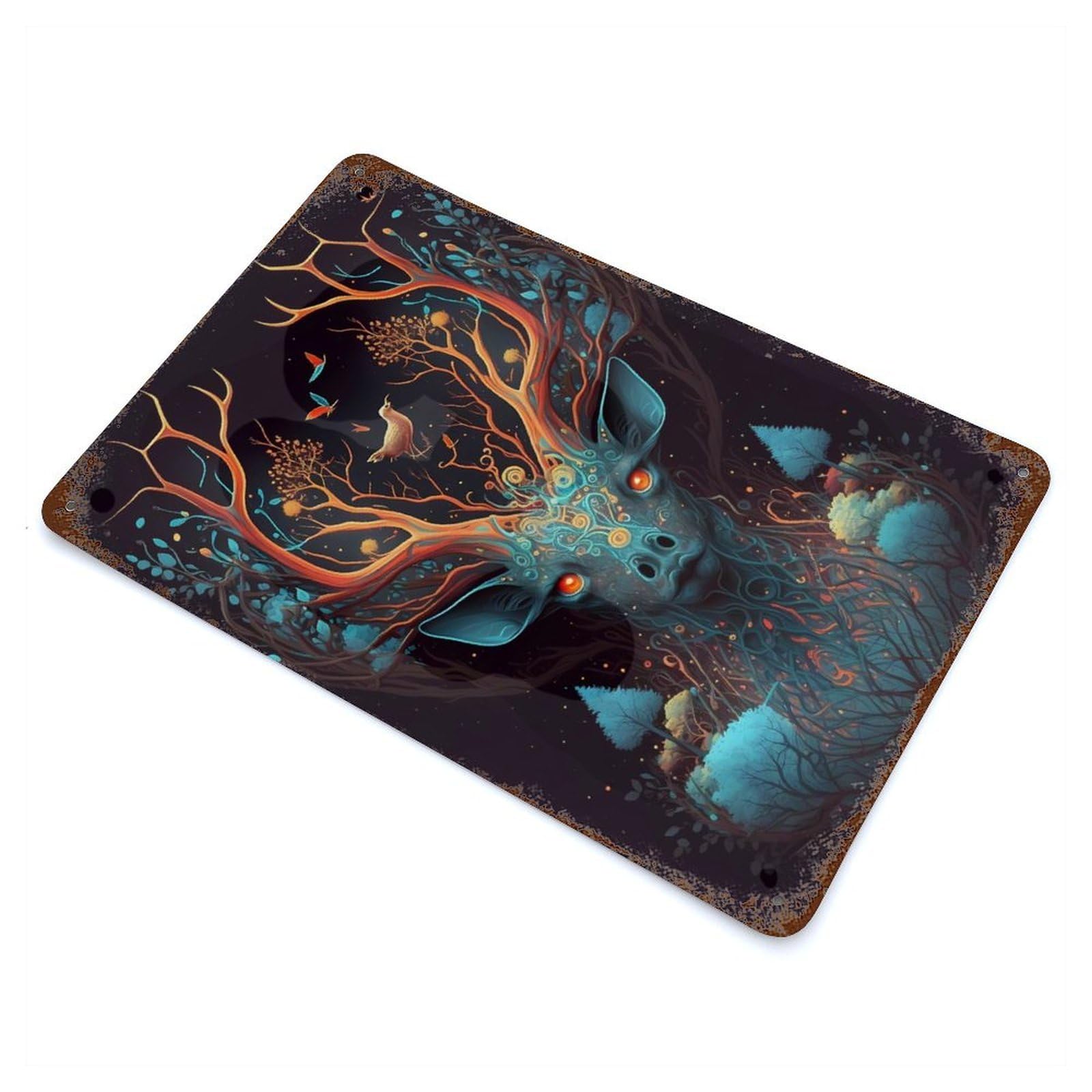 Rust Effect Deer Wild Jungle Vintage Rust Metal Sign 11.8"x7.9", Vintage Wall Decor for Garage, Bar And Workshop Decor