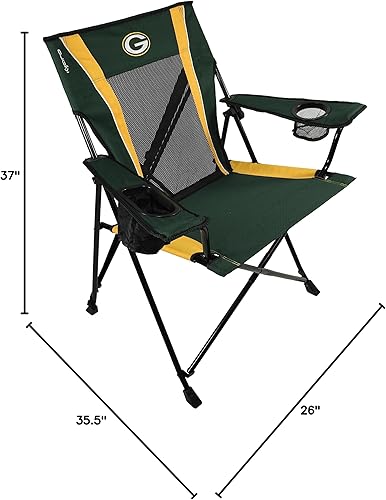 Miniatura 3 de Kijaro Silla plegable para ventilador deportivo, 26 pulgadas de largo x 35.5 pulgadas de ancho x 37 pulgadas de alto, Green Bay Packers