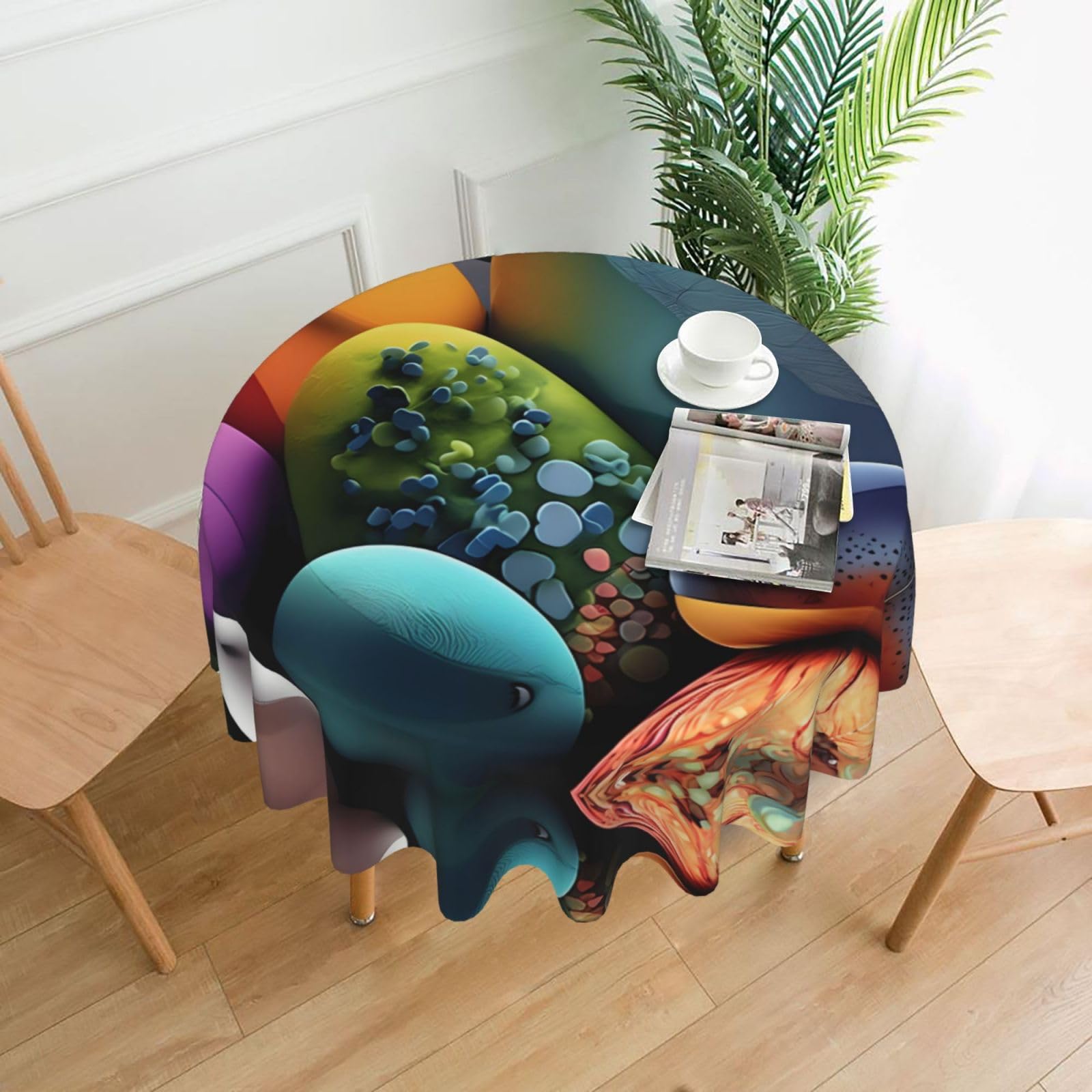HLBSDM Coloured Stones Printed Practical Round Tablecloth, Durable, Suitable for Home, Restaurant, Hotel, Gathering, and Decorative Table Covers