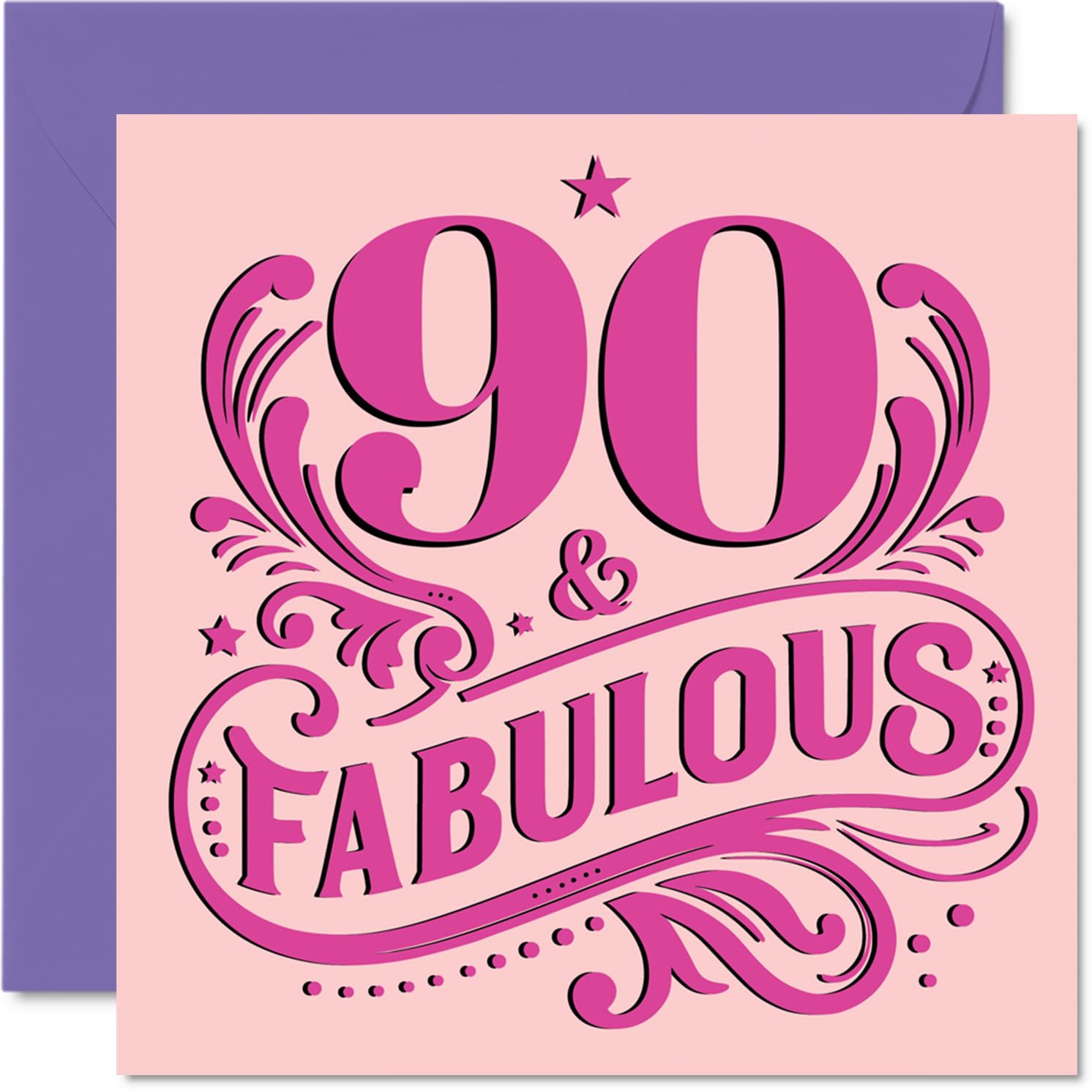 90th Birthday Cards for Women - Fabulous - Happy Birthday Card for 90 Year Old Woman Wife Grandma Nan Nana, 145mm Bday Greeting Cards