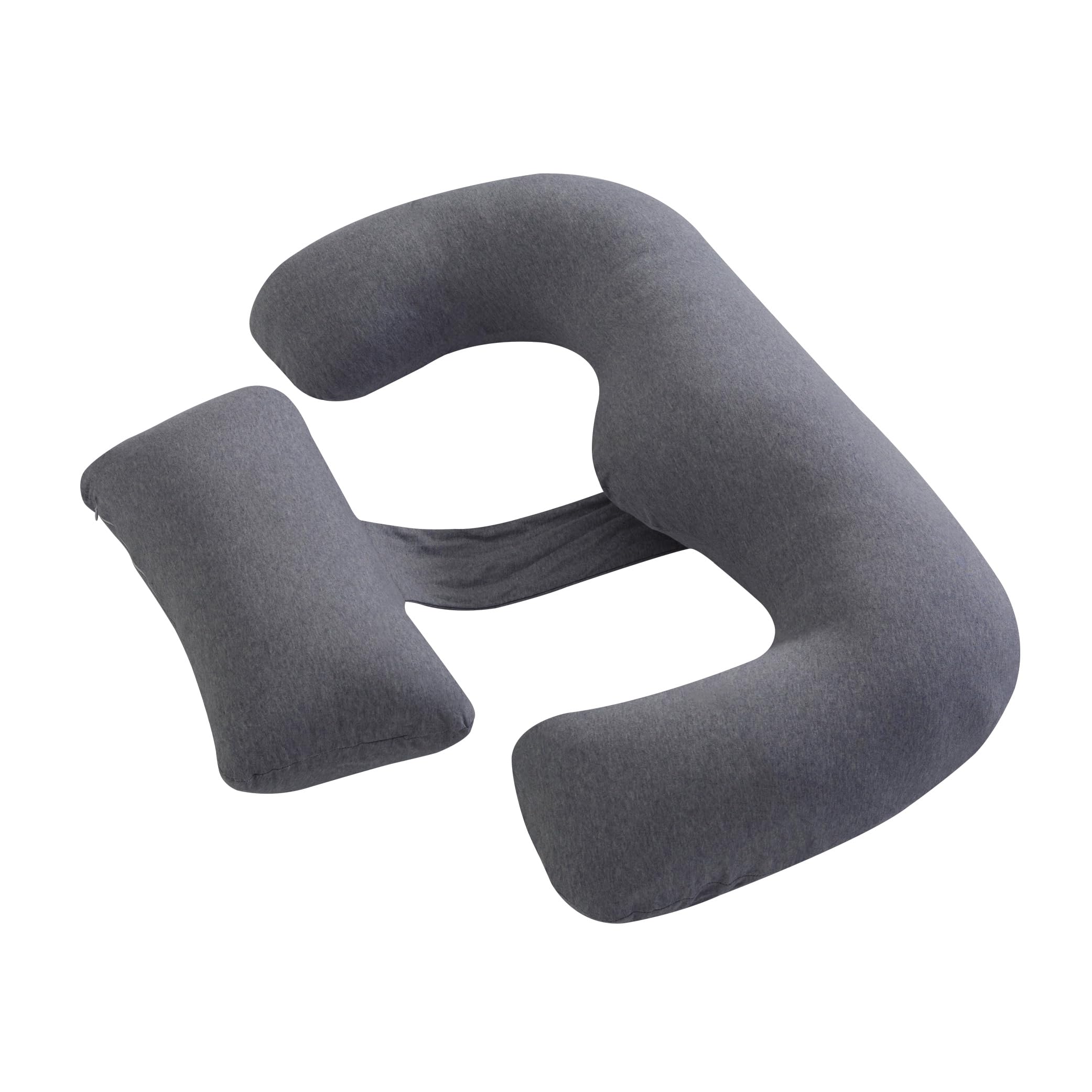 The Moon Brand Organic Multi Position Maternity Pillow with Detachable back support- Sleeping Support- LumpFree Filling - Full Body, Back, Hips, Legs, Belly - Washable Cover– 150x70cm-Grey