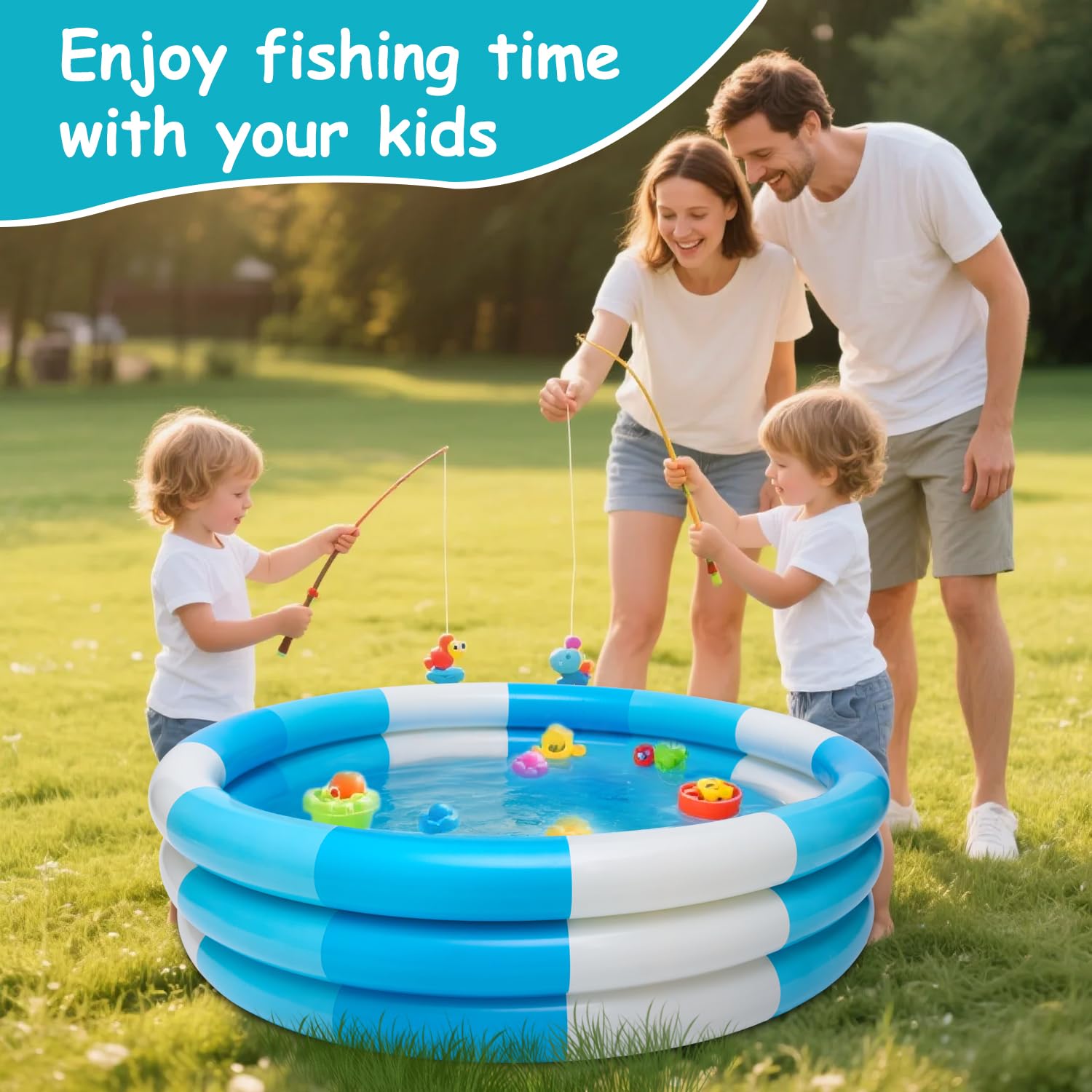 Aufblasbarer Pool für Kinder, 3 runde Ringe für Babys und Kinder, 1–3, tragbares Spielzeug für Kleinkinder, Wasserstreifen, für Sommer, Terrasse, Party, Geburtstagsgeschenke